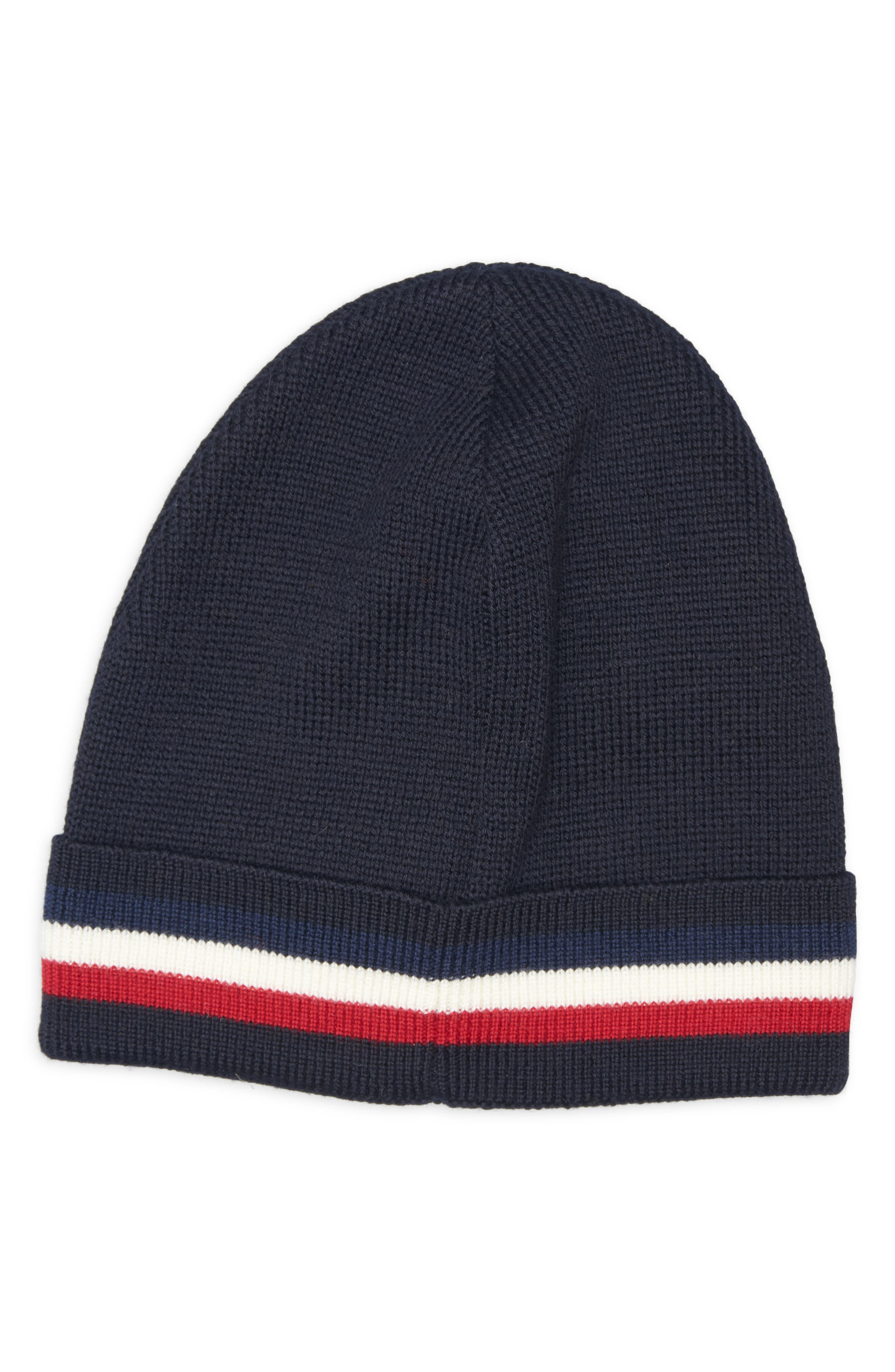 Moncler Tricolor Stripe Virgin Wool Beanie in Navy Blue at Nordstrom - 2