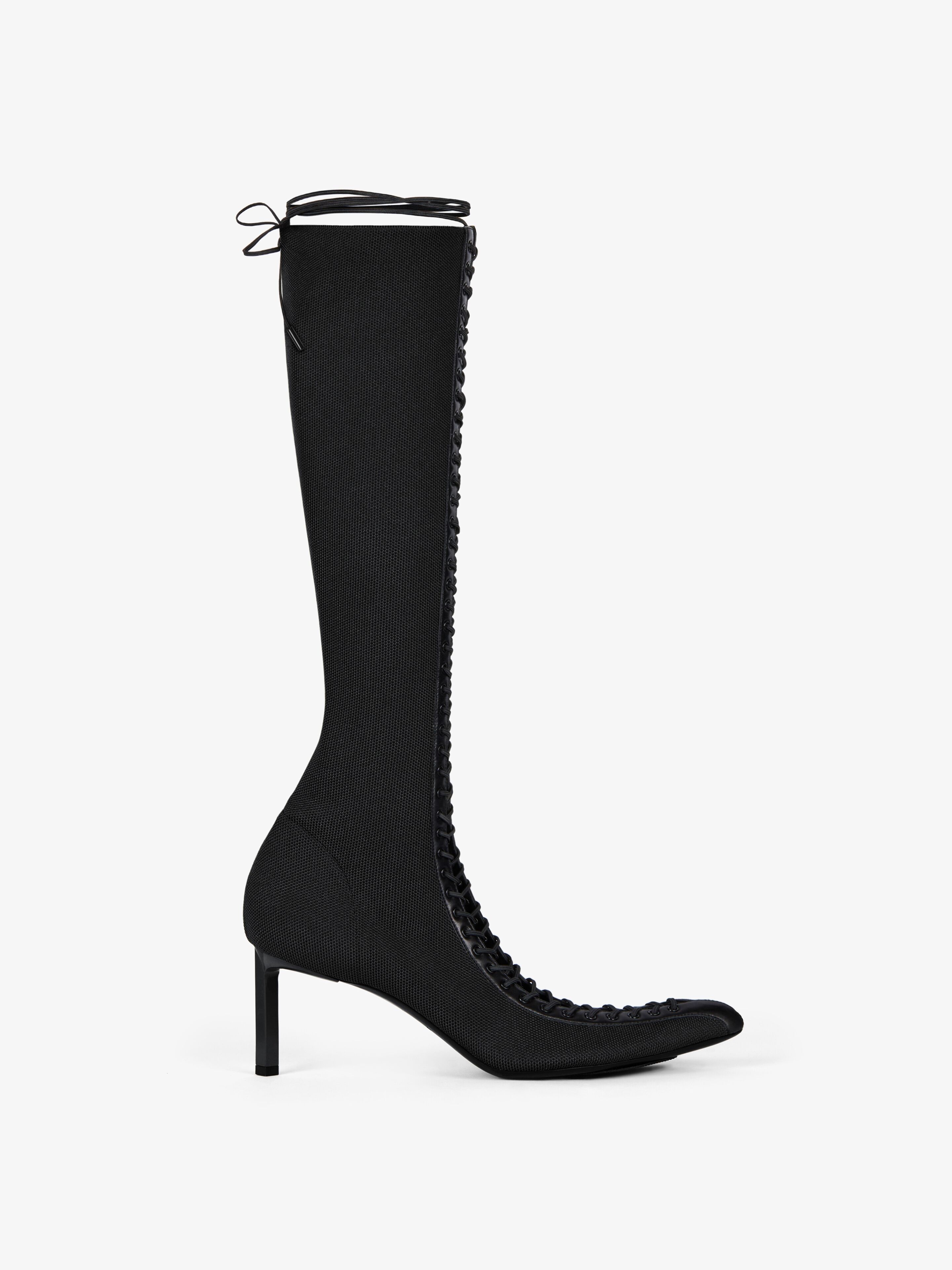SHOW HIGH BOOTS IN KNIT AND LEATHER - 1