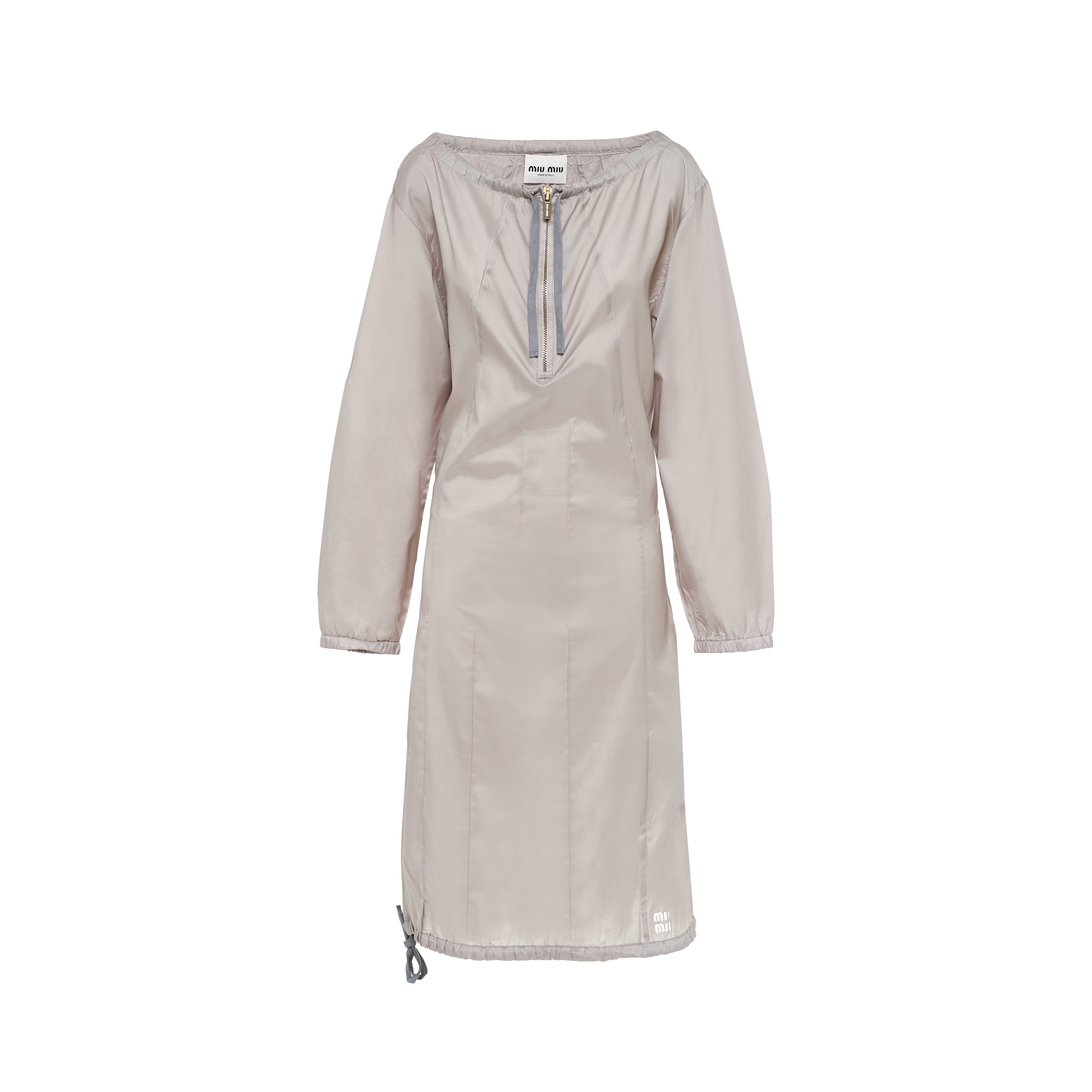 Long-sleeved technical silk dress - 1