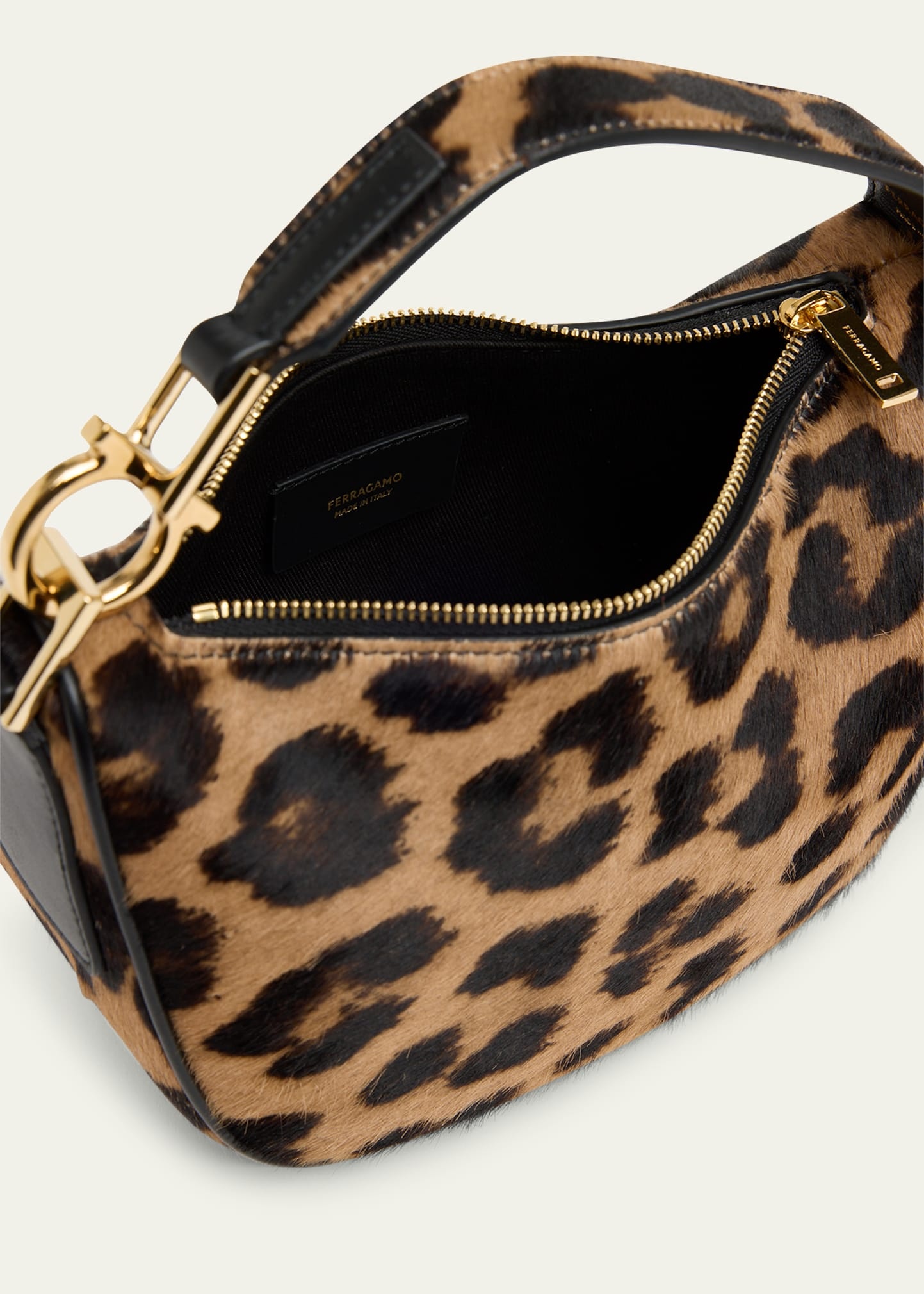 Smile Leopard Calf Hair Top-Handle Bag - 3