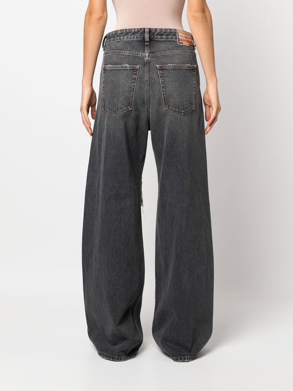 distressed wide-leg jeans - 4