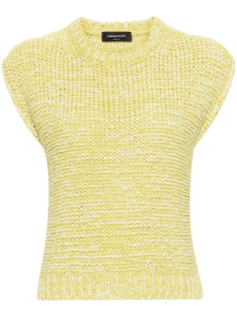 crochet-knit mÃ©lange-effect vest 1