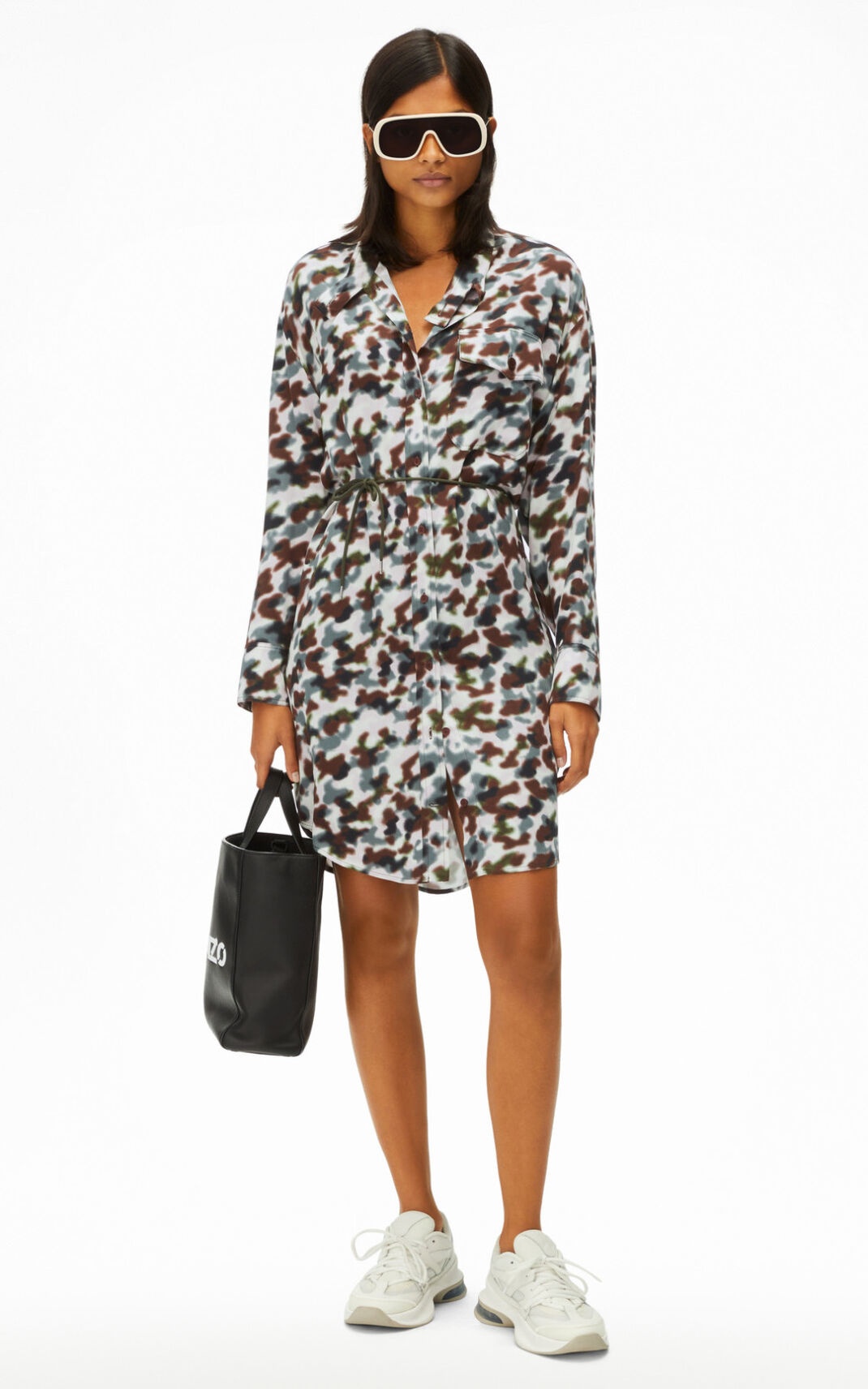 'Cloud Camo' tunic dress with drawstring - 2