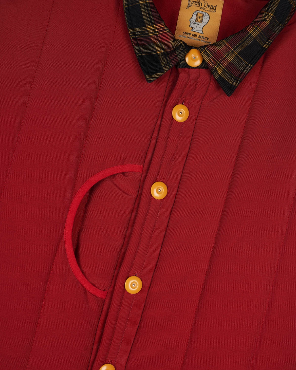 Puffer Button Up Shirt Jacket - Red - 3