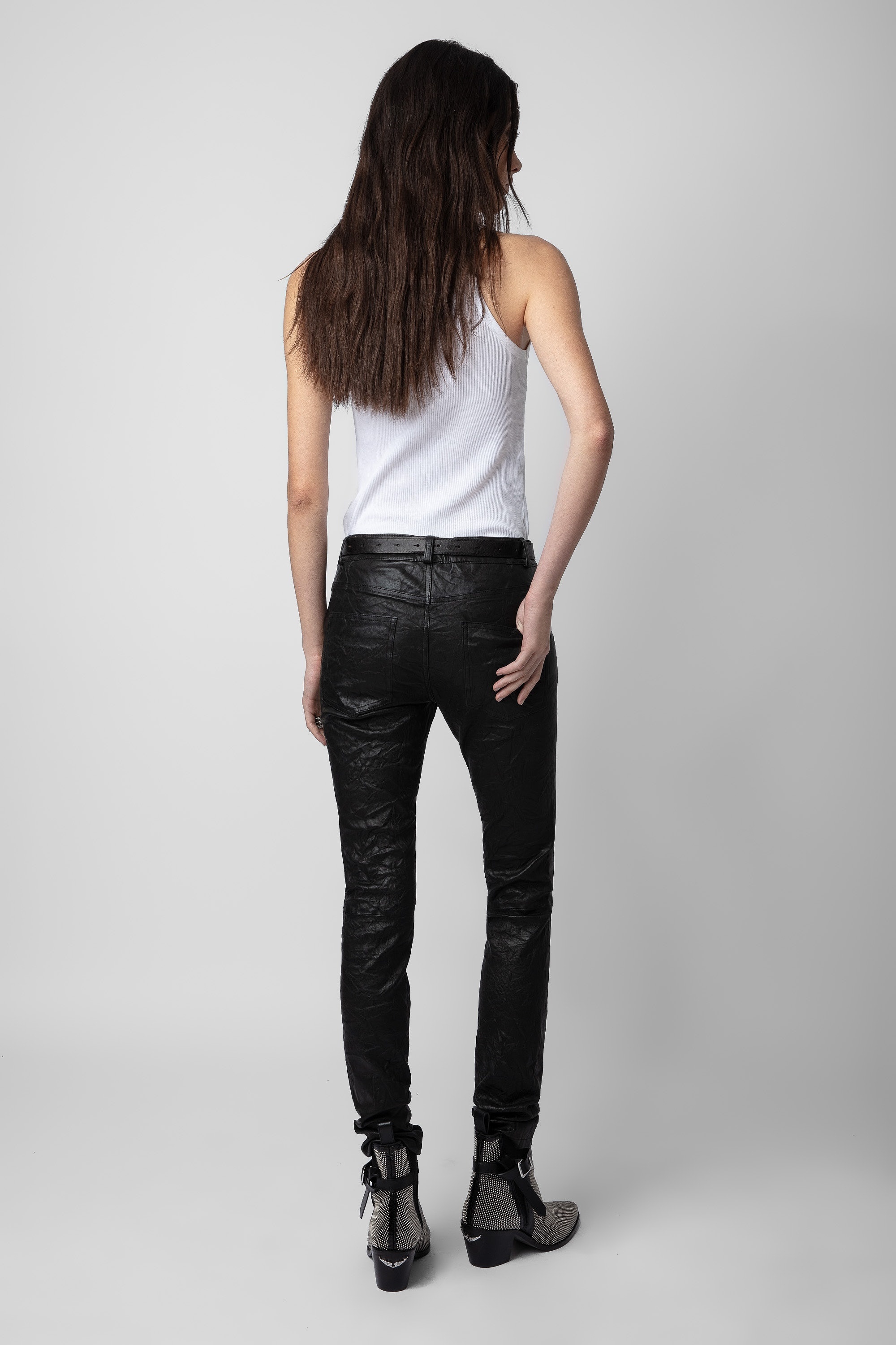 Phlame Crinkle Leather Pants - 4