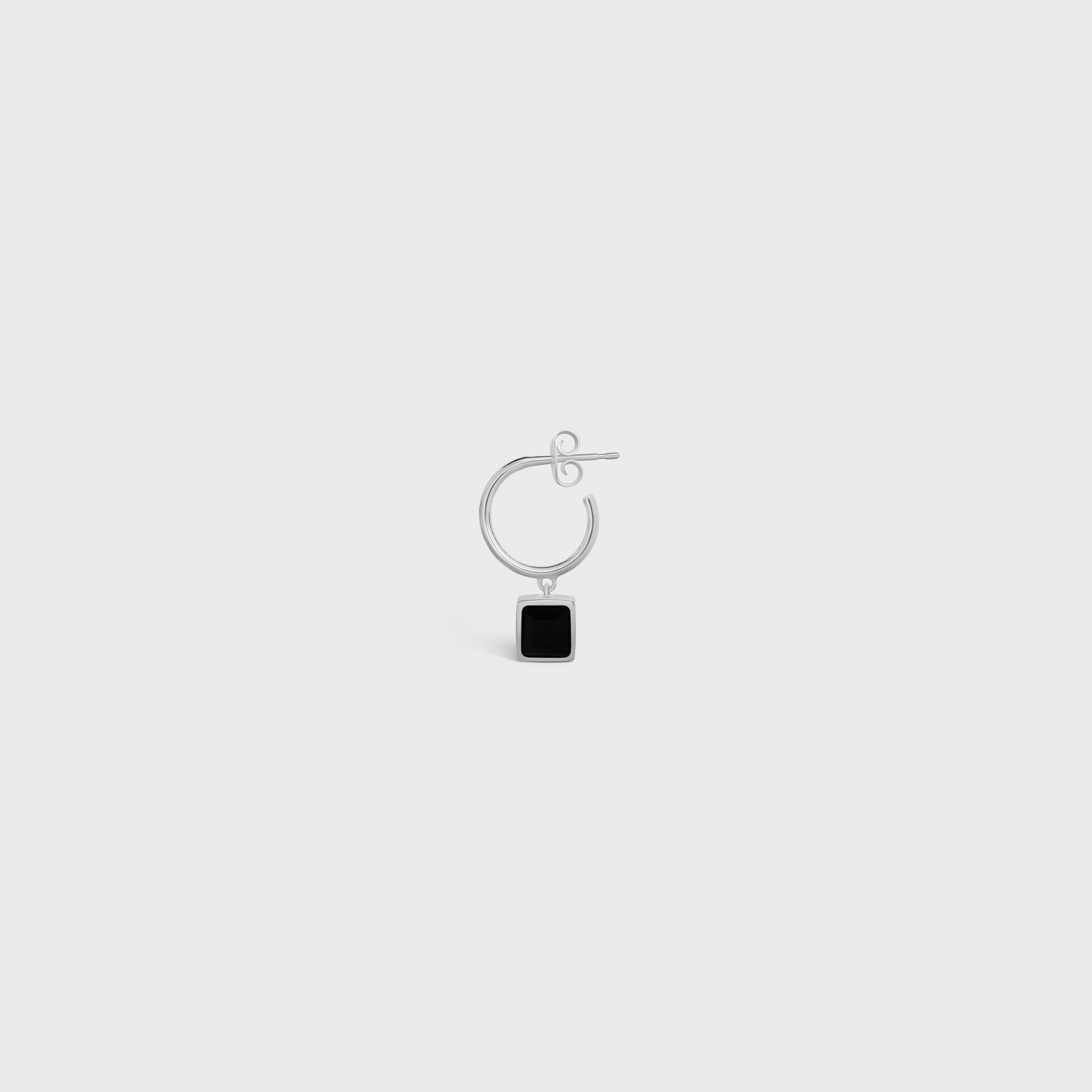 AIGUISE EARRING IN STERLING SILVER AND ONYX - 1