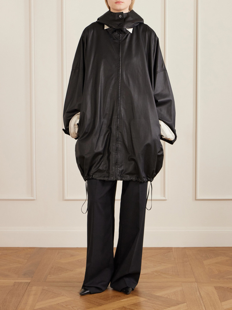 The Row Cassandre Leather Hooded Coat outlook