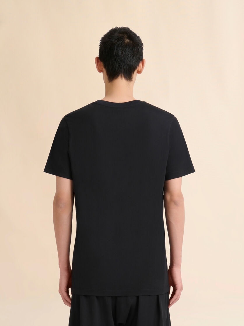 BLACK COTTON T-SHIRT WITH SMALL MARNI COLLAGE PRINT - 3