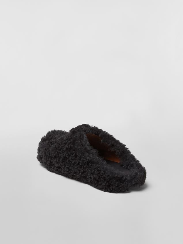 BLACK SHEARLING MULE - 3