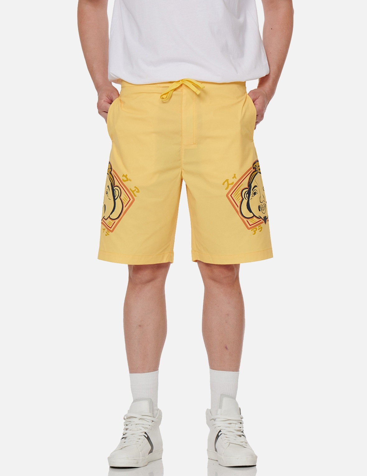 GODHEAD MOTIF PRINT BOARD SHORTS - 7