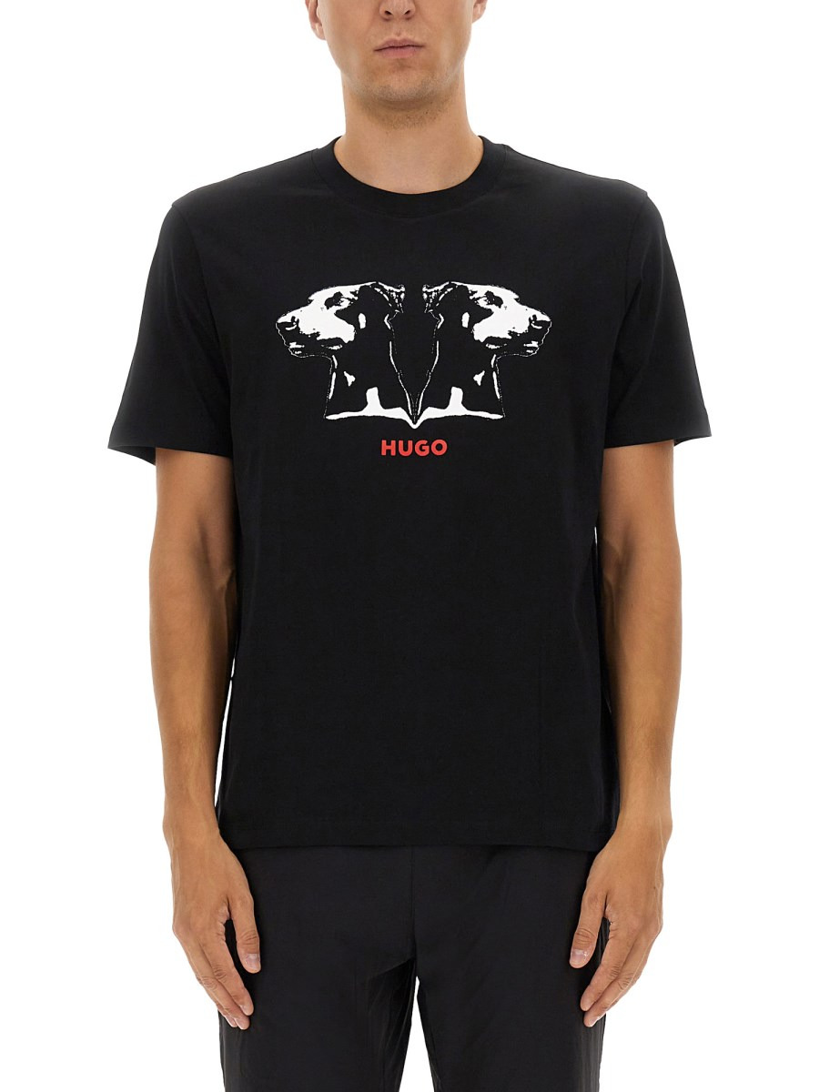 COTTON JERSEY T-SHIRT WITH DOBERMAN PRINT - 1