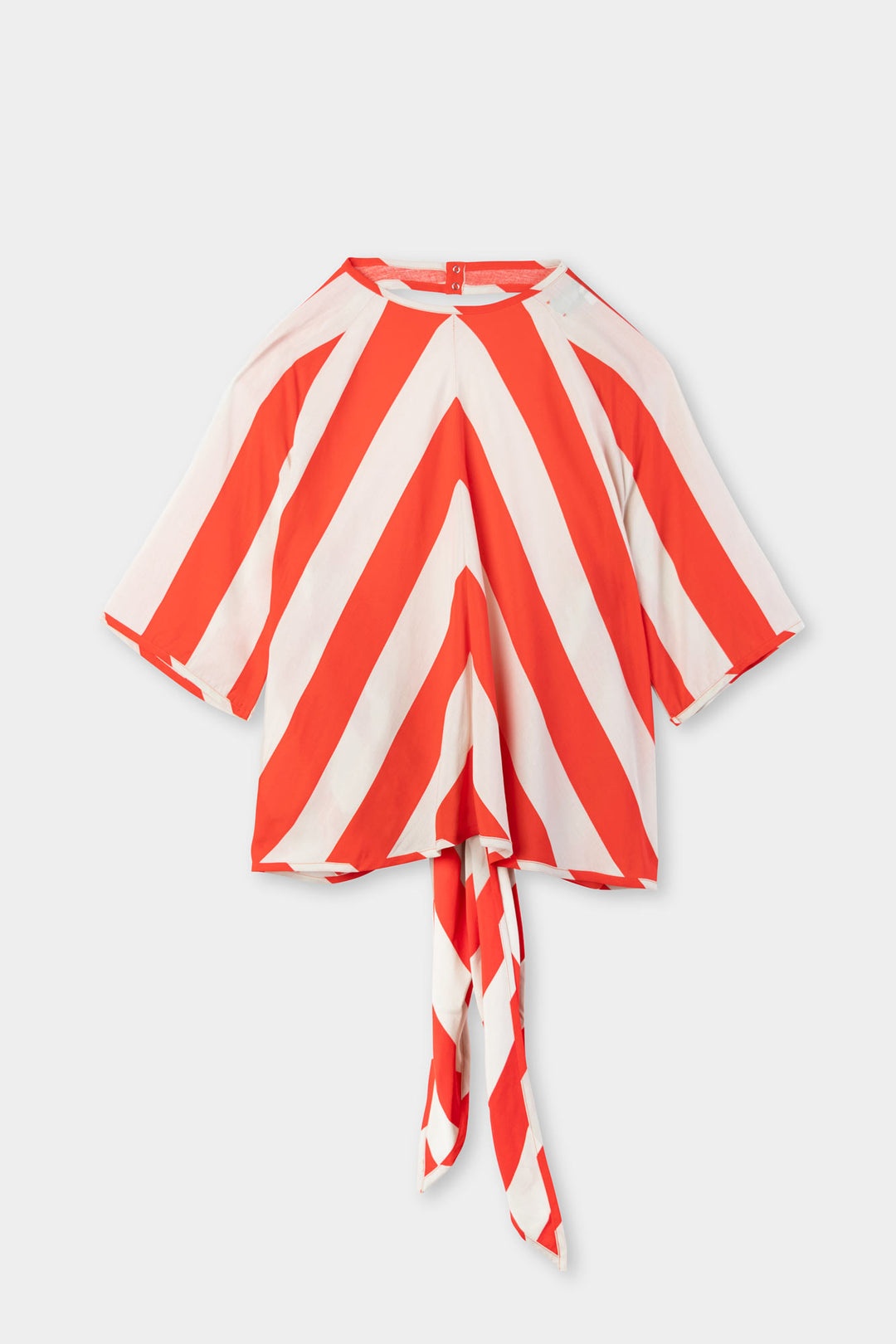 BACK WRAP T-SHIRT / red & beige stripes - 1