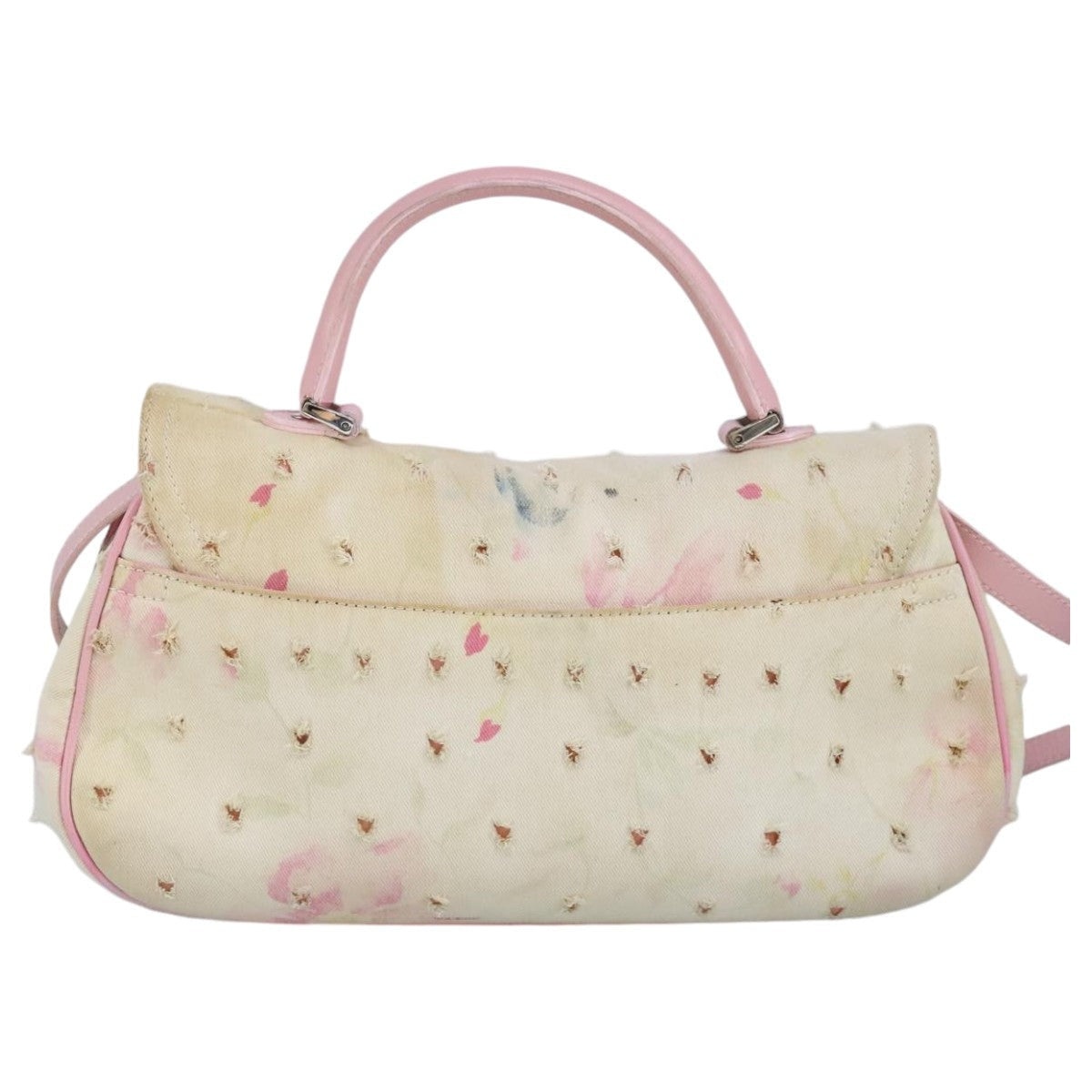 DIOR Hand Bag Canvas Beige Silver - 3