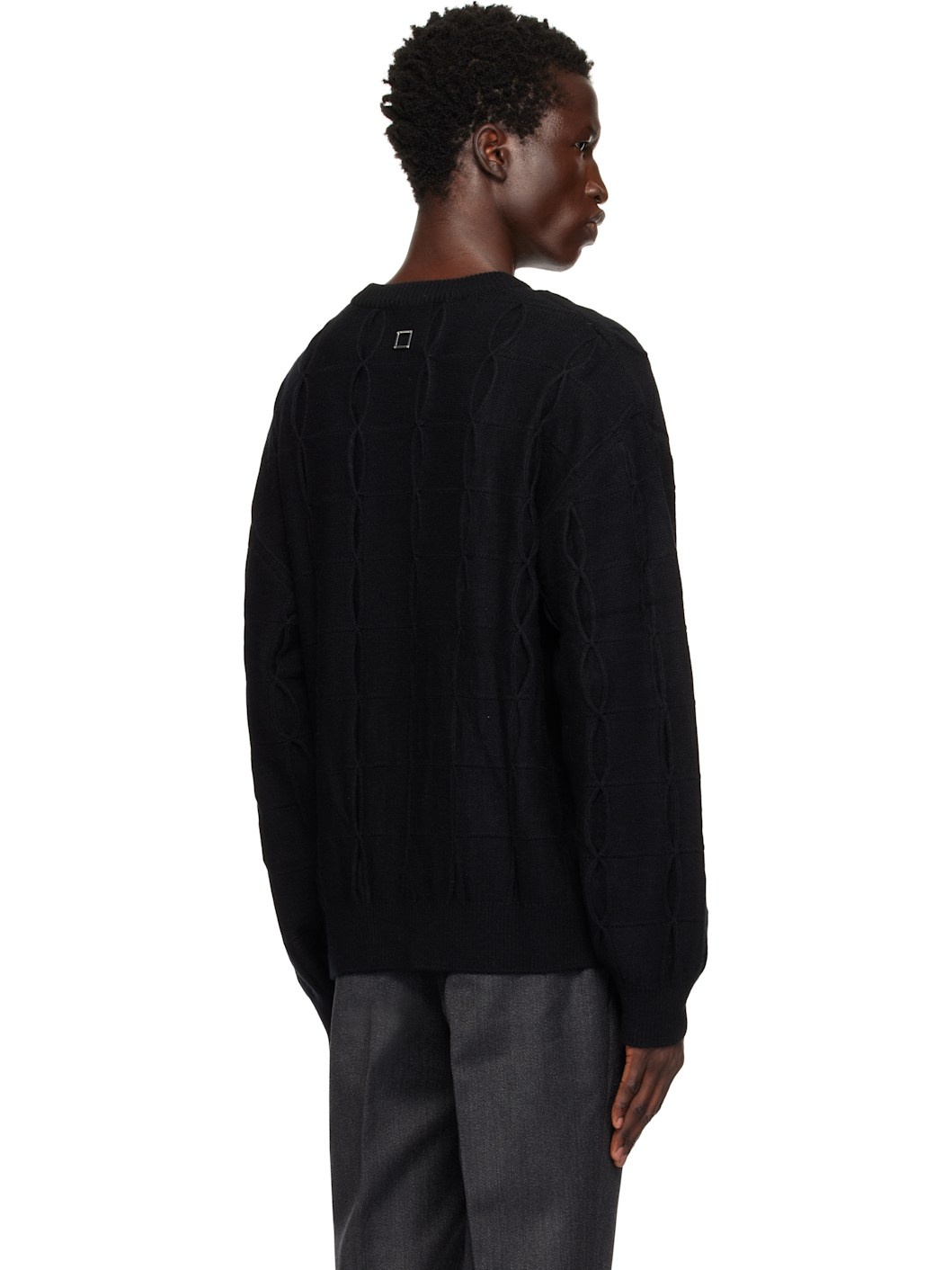 Black Weaving Detail Sweater - 3