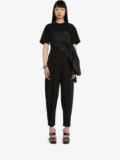 Alexander McQueen Women's Hybrid Drape T-shirt in Black outlook