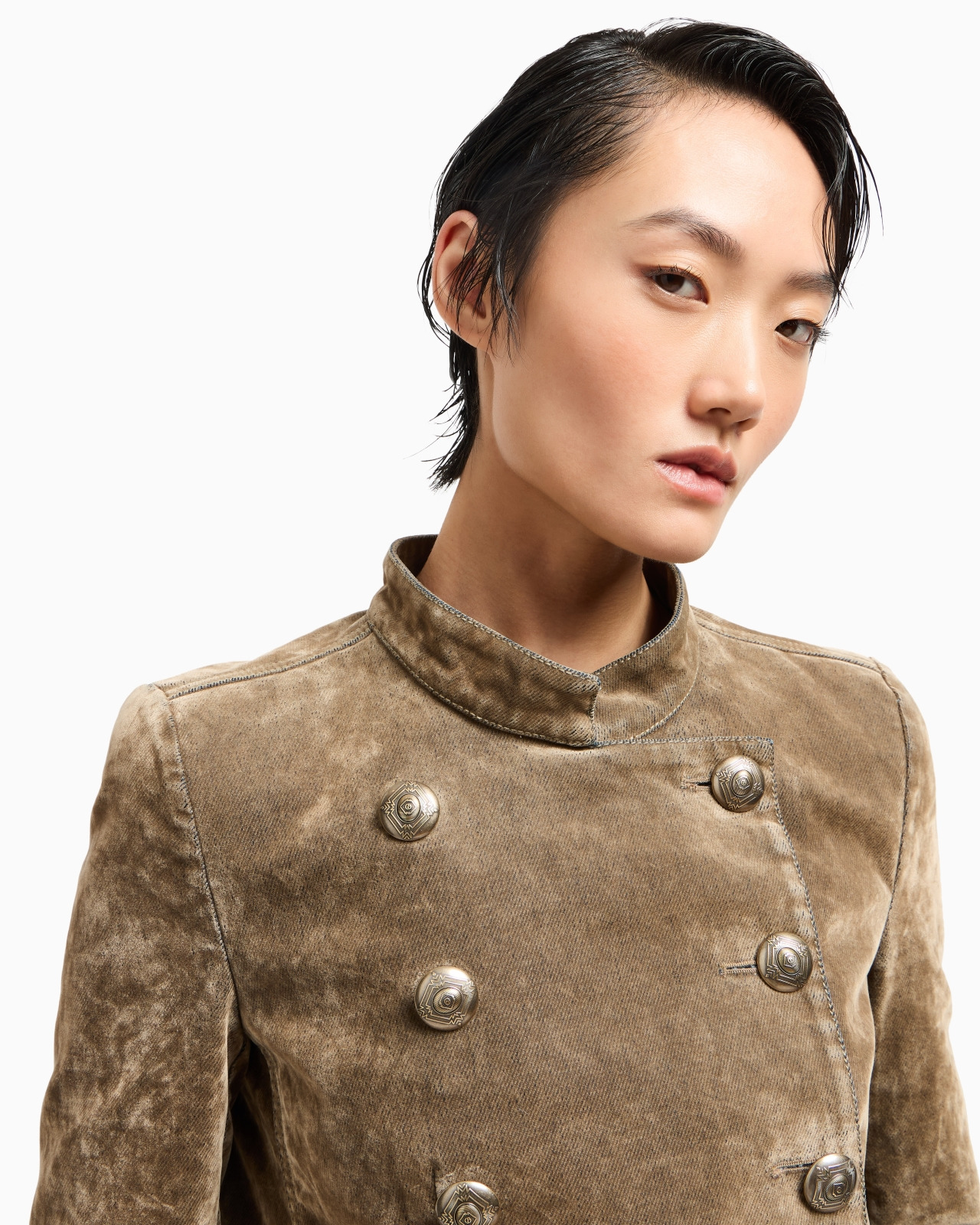 VELVET DOUBLE-BREASTED SHORT JACKET - 5