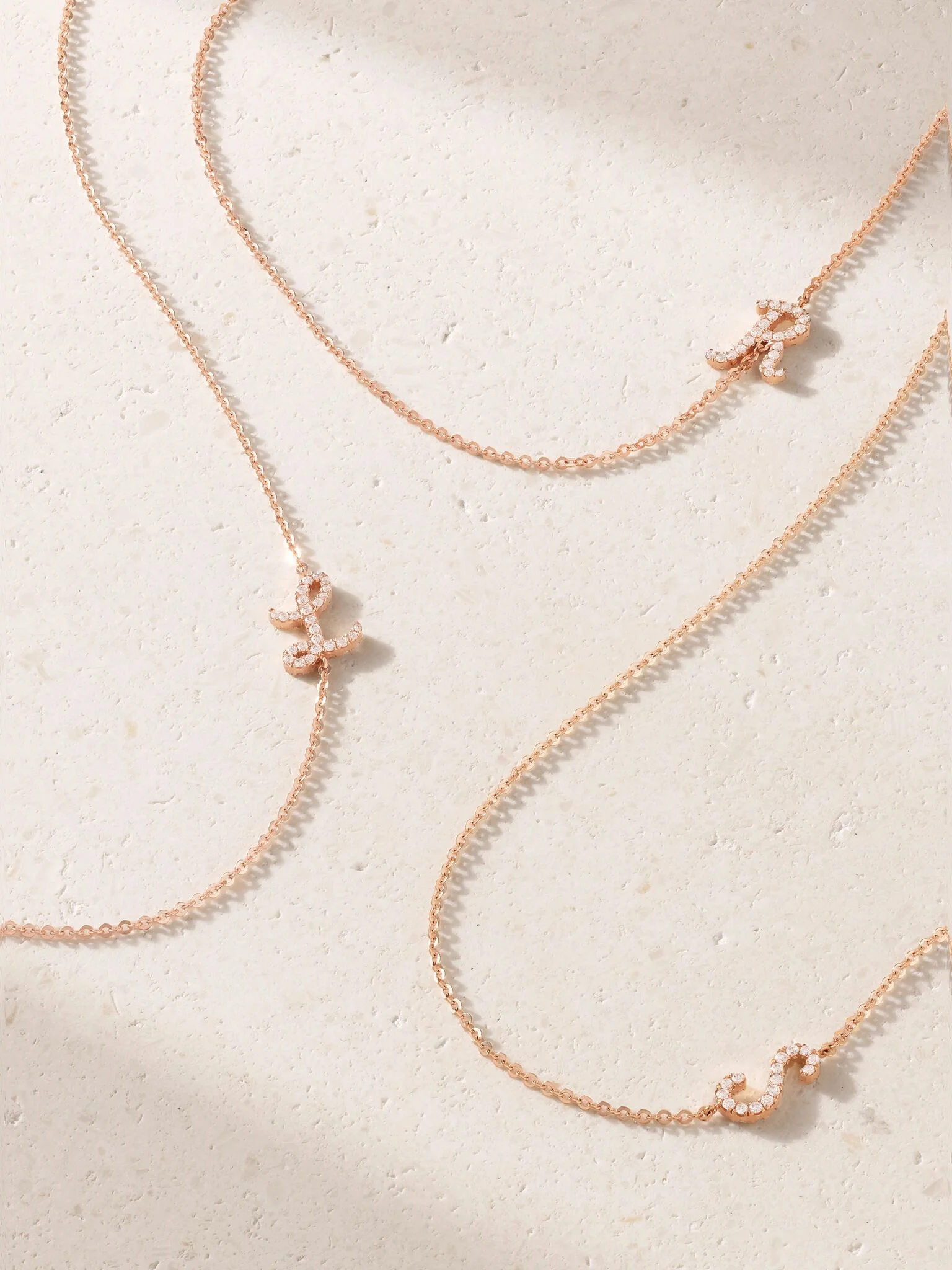 Initial 18-karat rose gold diamond necklace Gold - 1