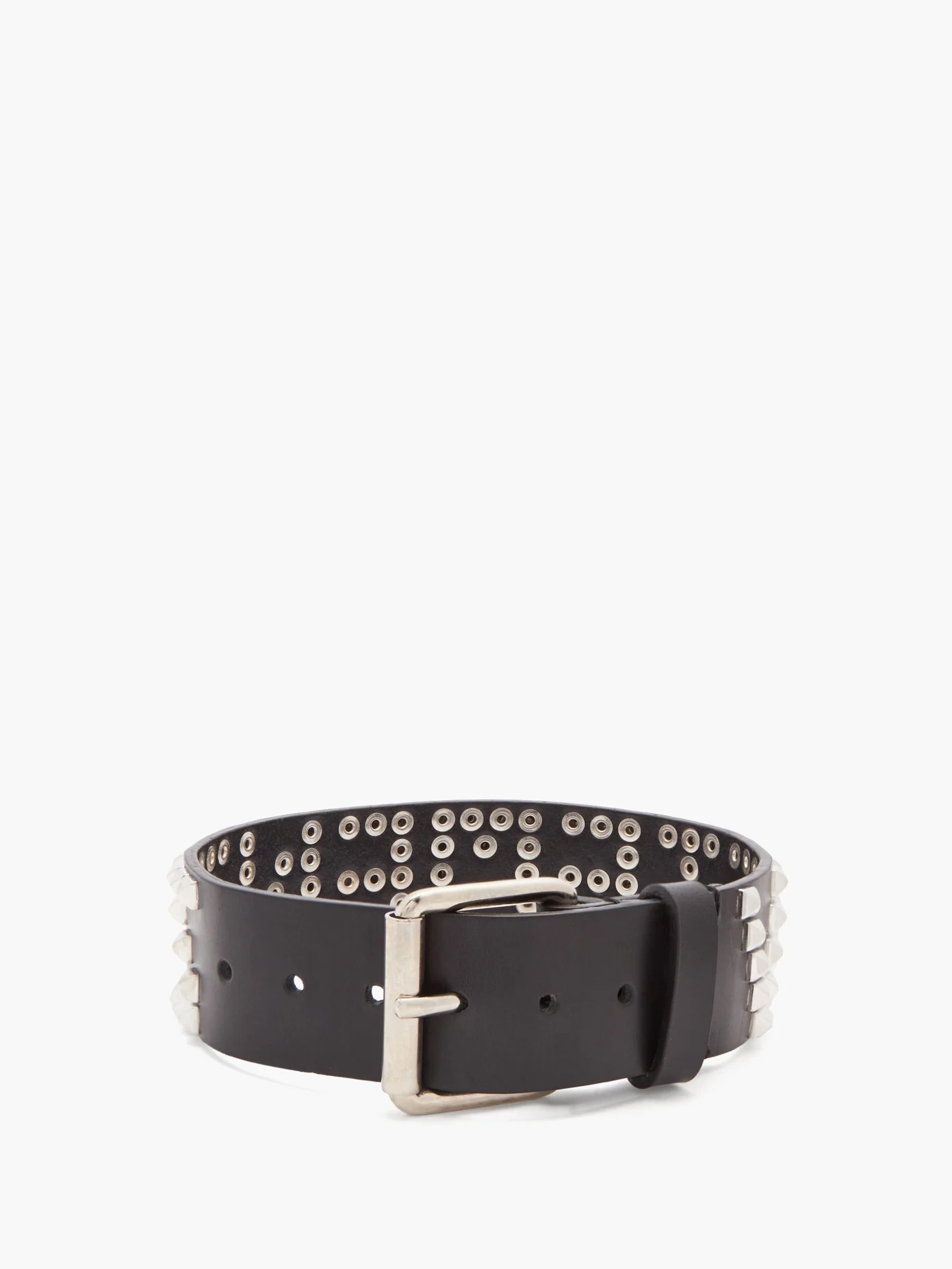 Studded-logo leather choker - 3