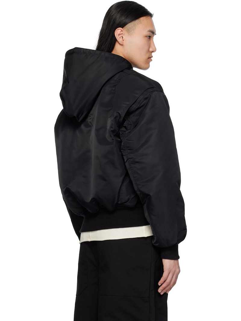 Black Hooded Broad Bomber Jacket 3
