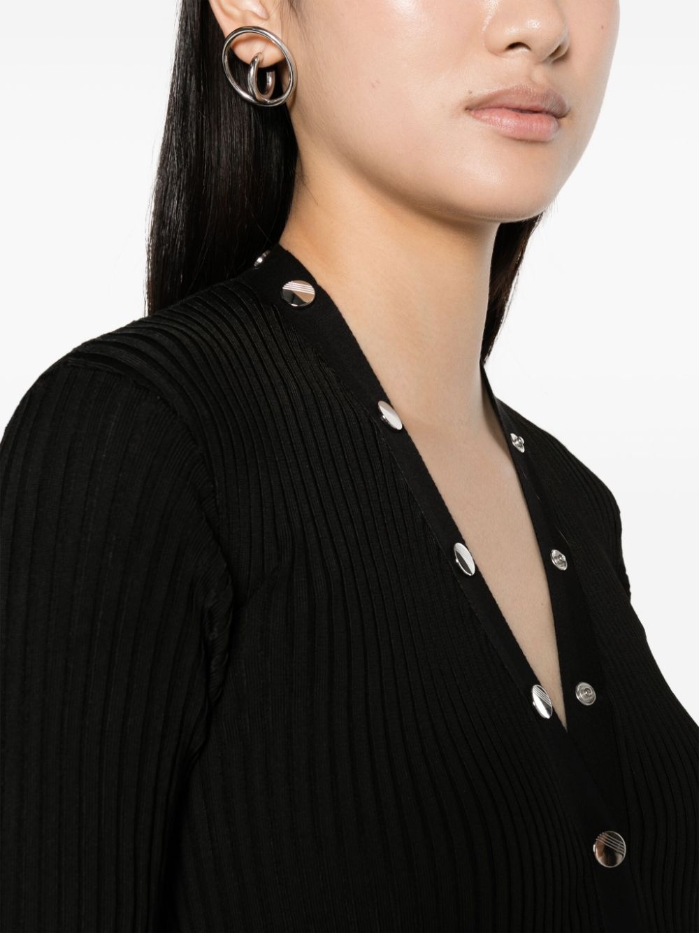 ribbed-knit cardigan dress - 5