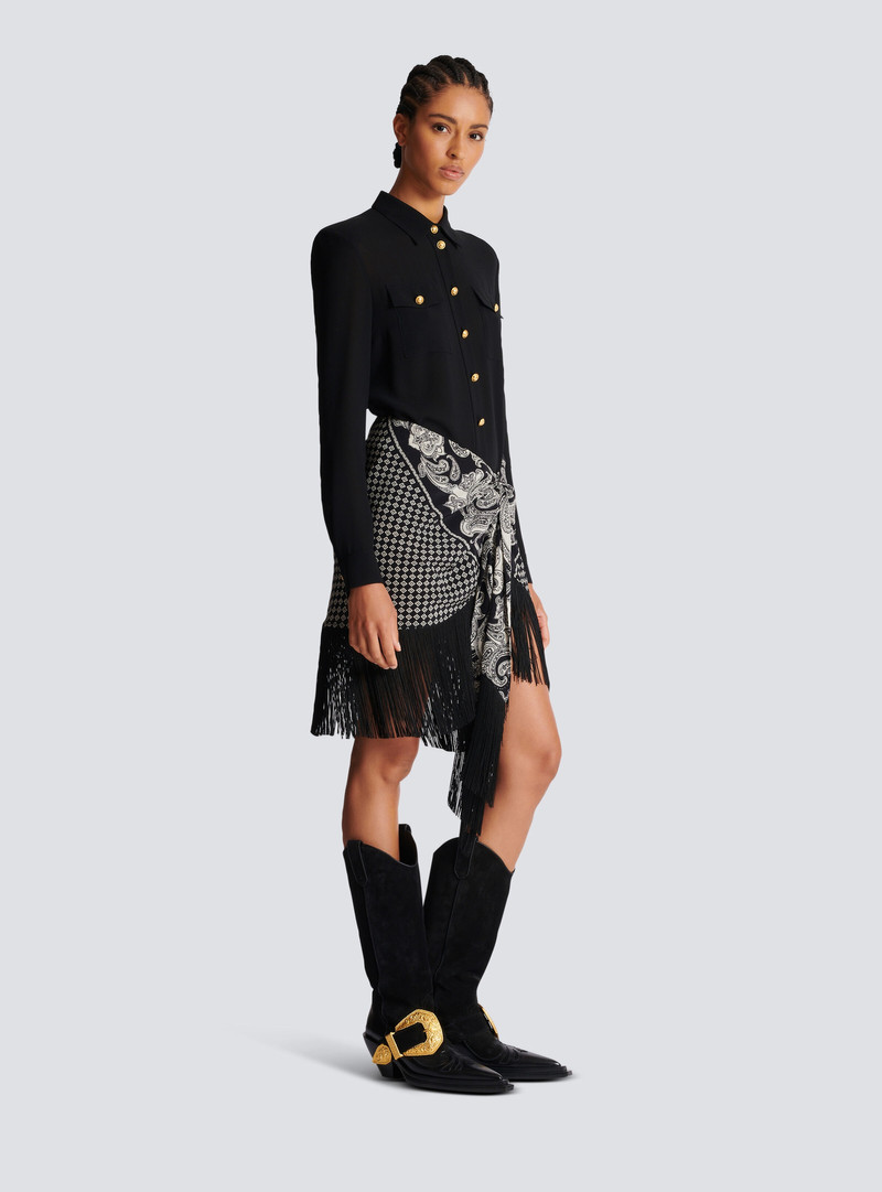 Fringed silk scarf skirt 3