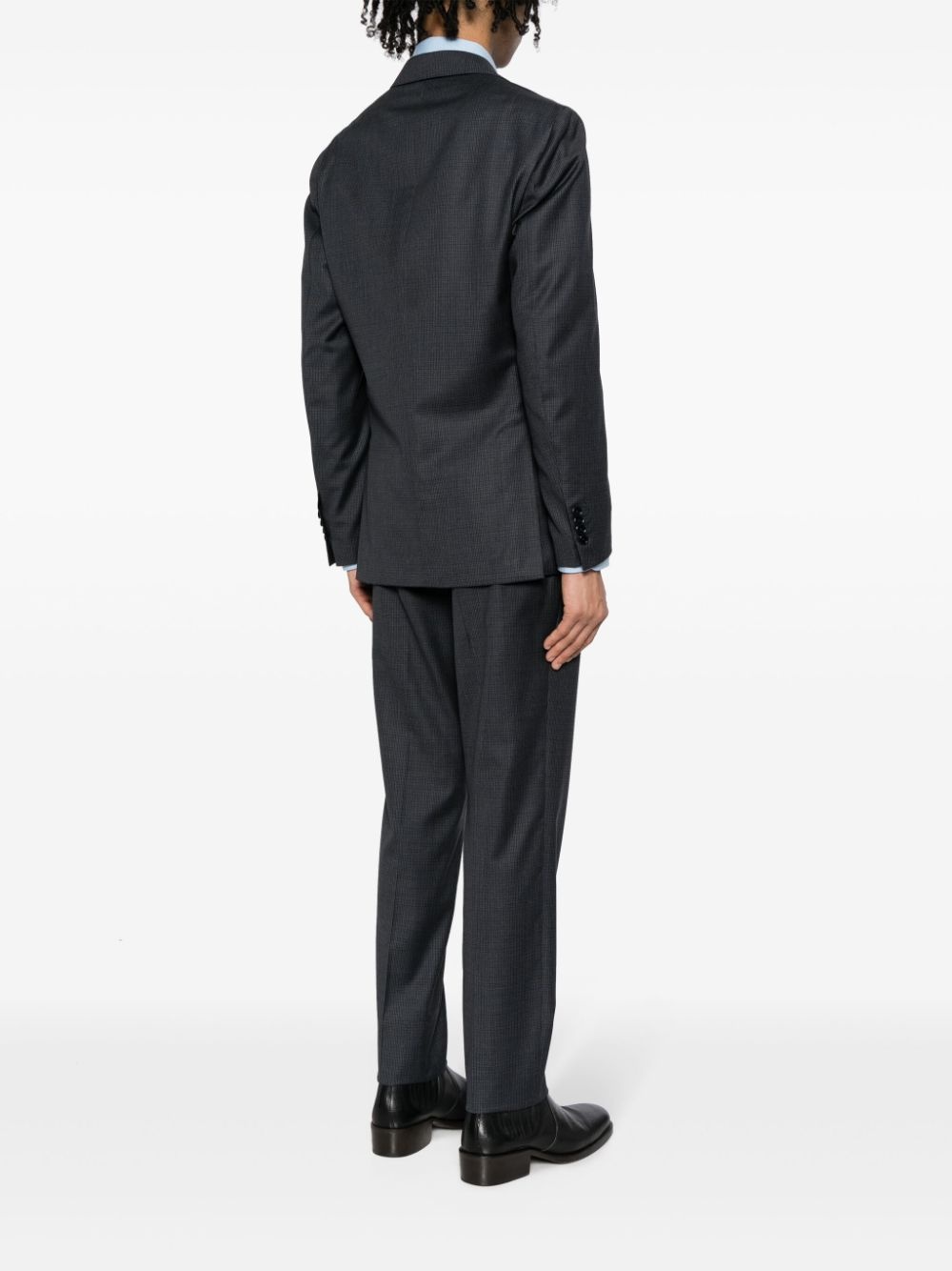 checked peak-lapels single-breasted suit - 4