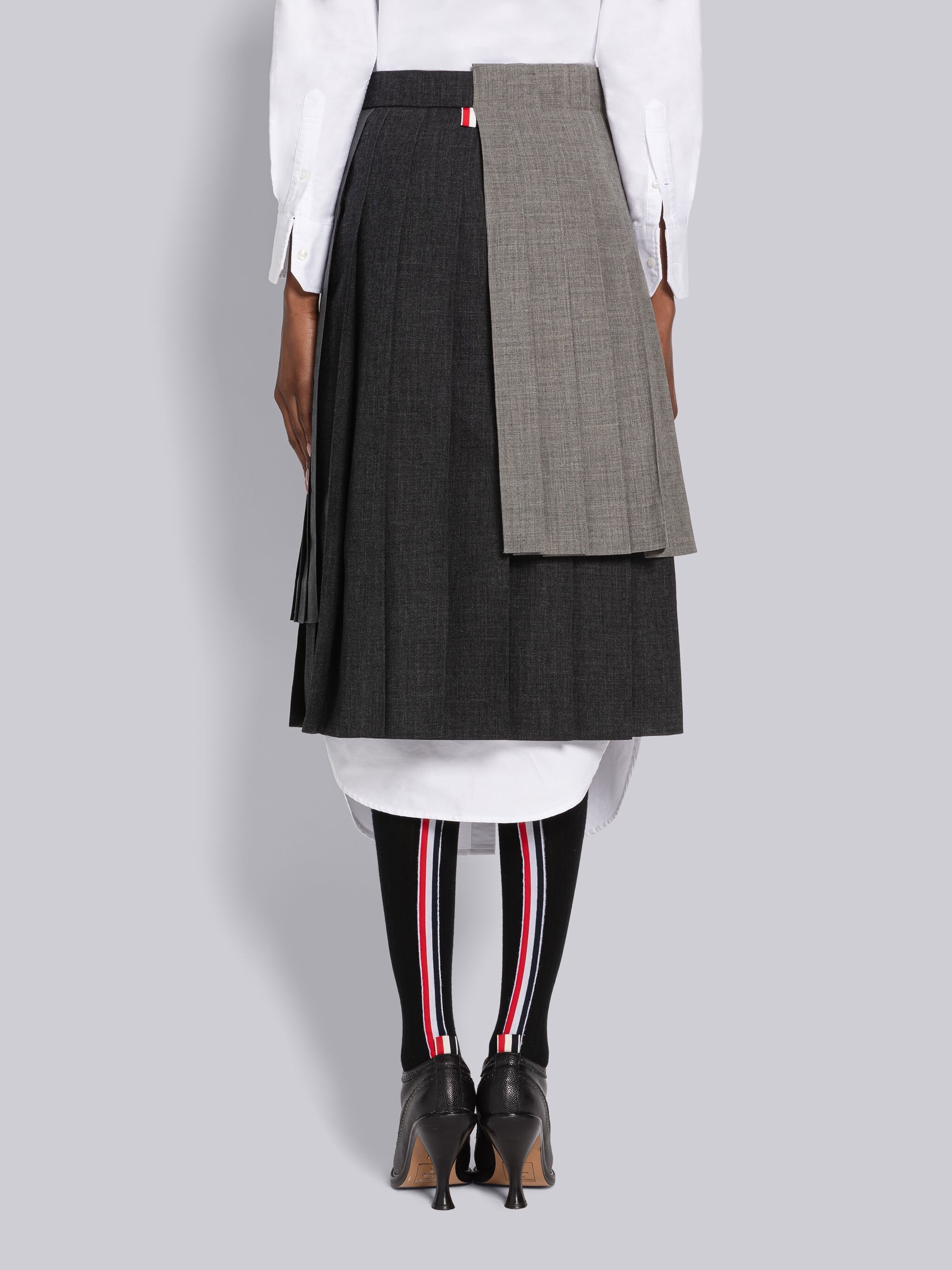Plain Weave Fresco 4-Bar Multi Pleat Skirt - 3