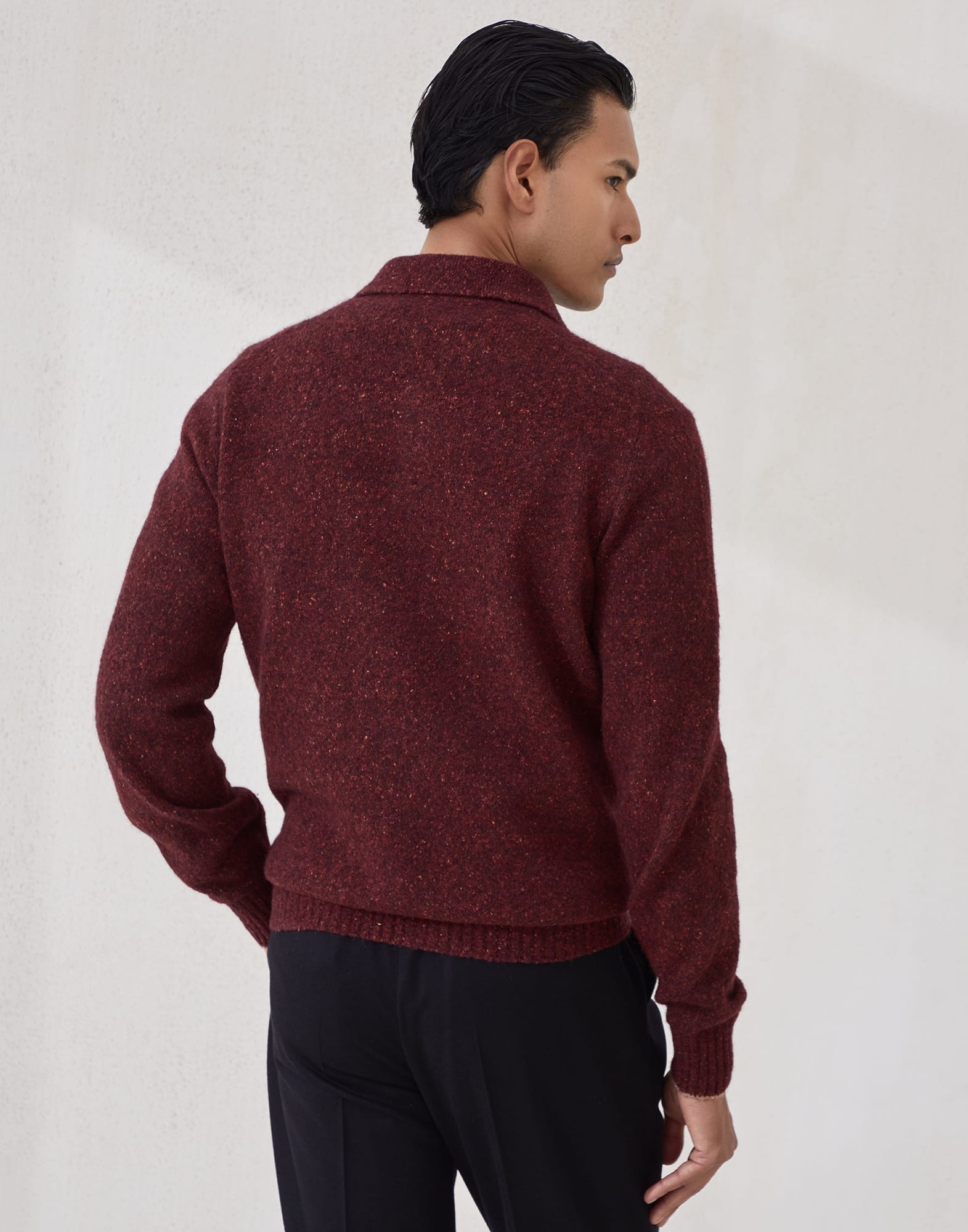 Flecked alpaca, wool, silk and cotton knit polo shirt - 2