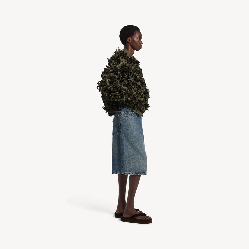Women's Flowers Cocoon Bomber in Khaki 3