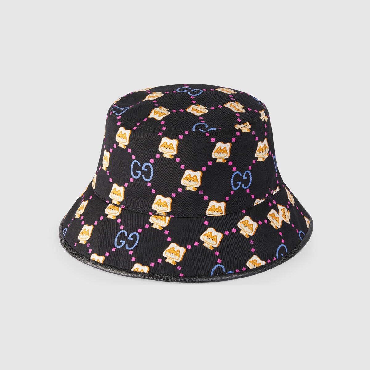 Cotton bucket hat with GG animal print - 5