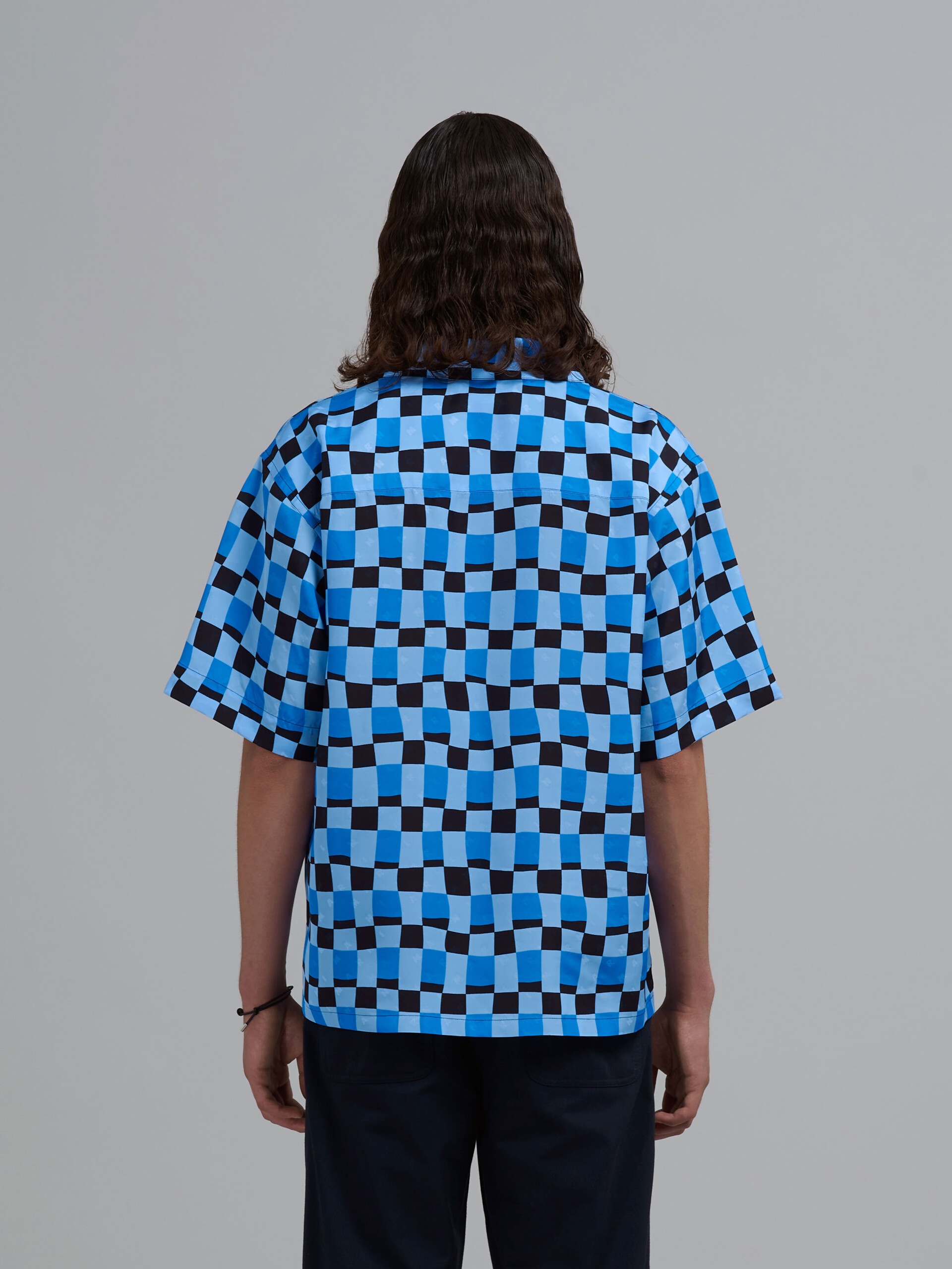 ICONIC DAMIER PRINT VISCOSE JACQUARD BOWLING SHIRT - 3