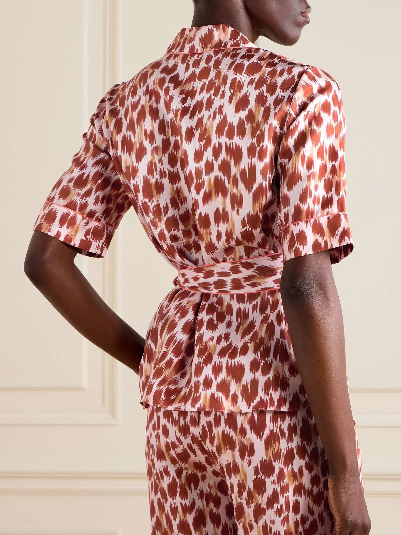 Fauve Tlemeda silk-twill printed pajama shirt Red - 3