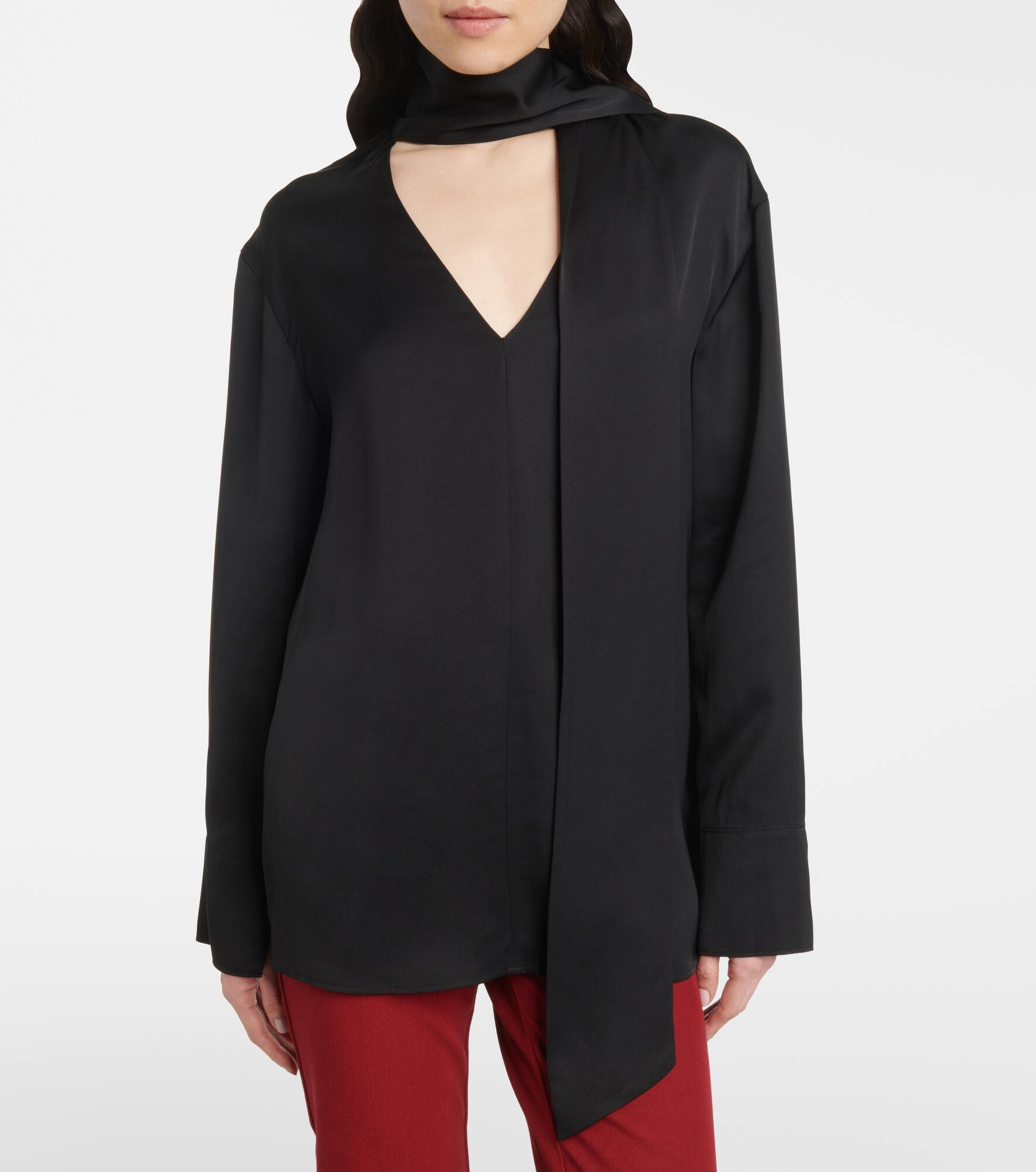 Scarf-detail silk blouse - 6