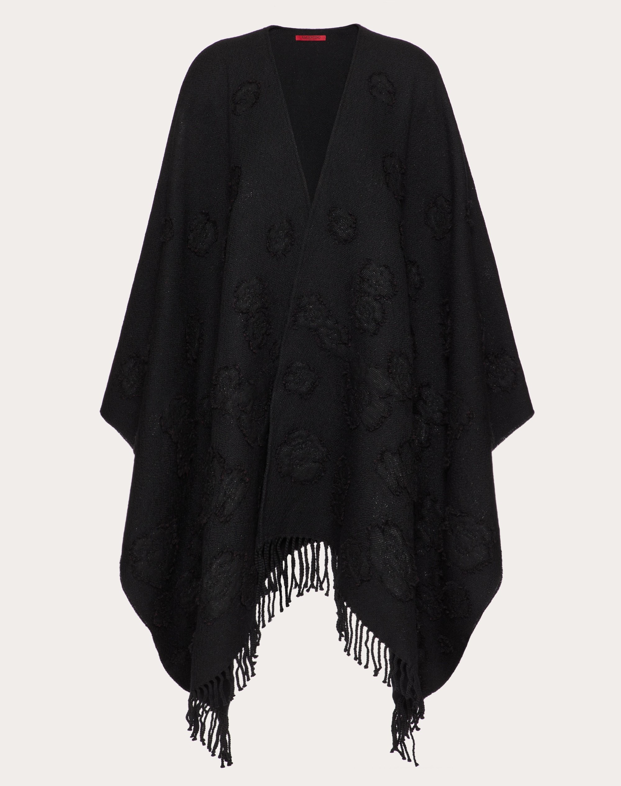 3D FLOWERS WOOL BLEND PONCHO - 1