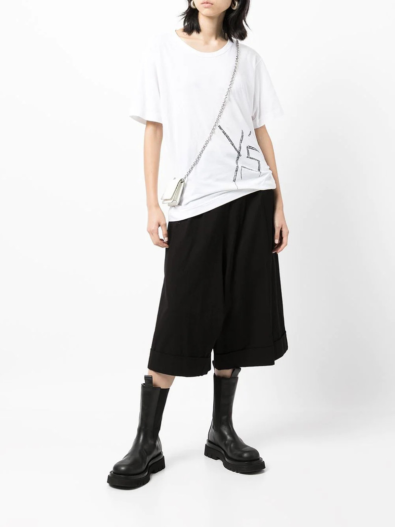 Y's Embroidered Fire-print short-sleeve T-shirt outlook