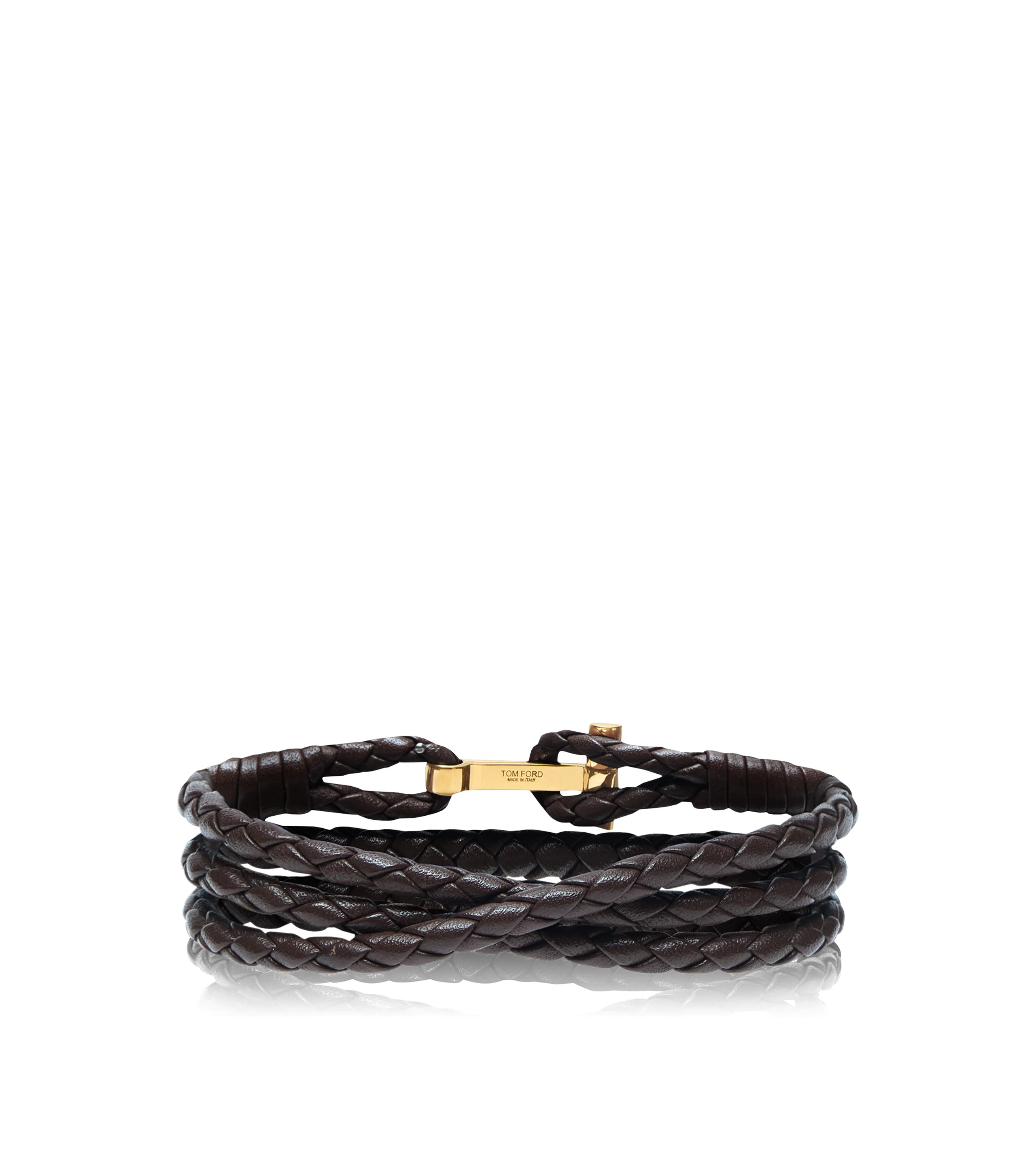 BRAIDED LEATHER T BRACELET - 1