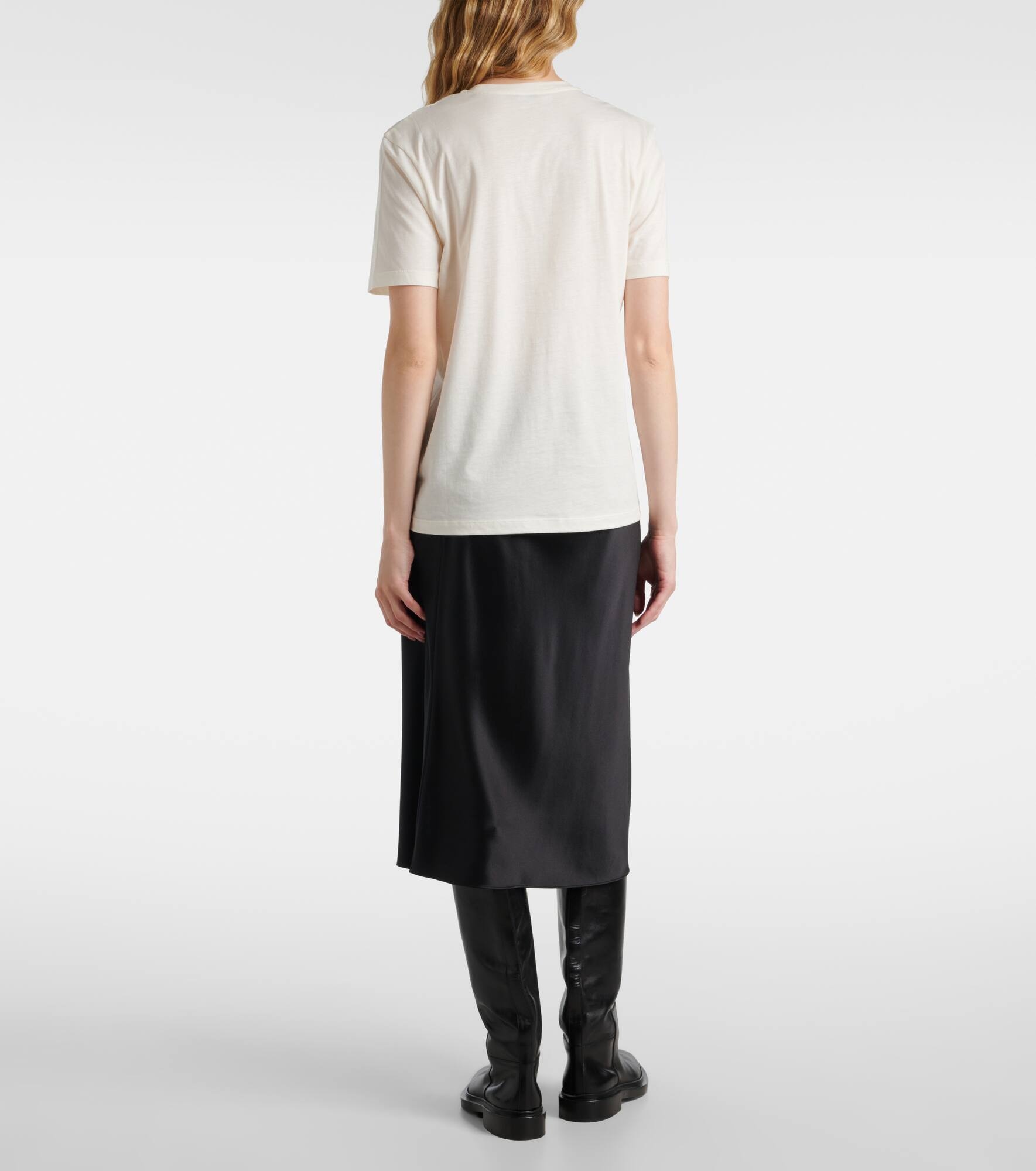 Crewneck cotton and silk T-shirt - 3