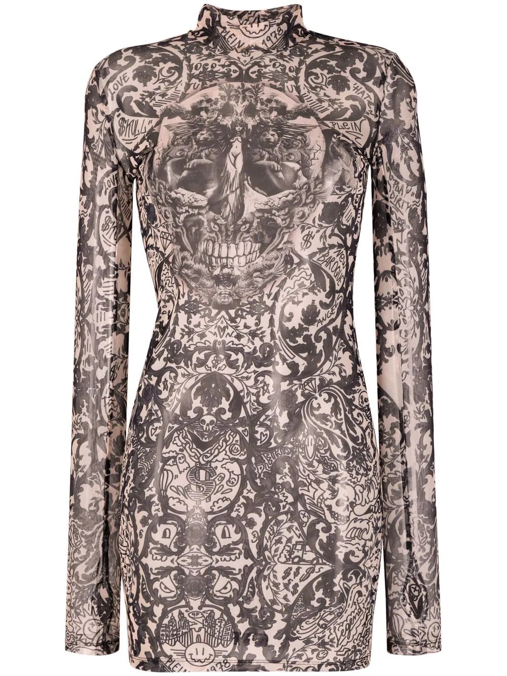 New Baroque printed tulle mini dress - 1