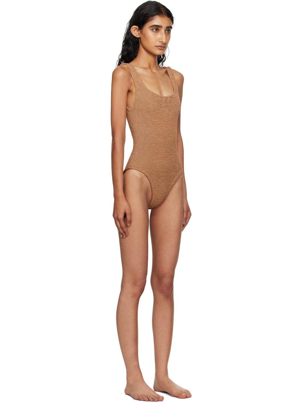 Tan Square Neck Swimsuit - 2