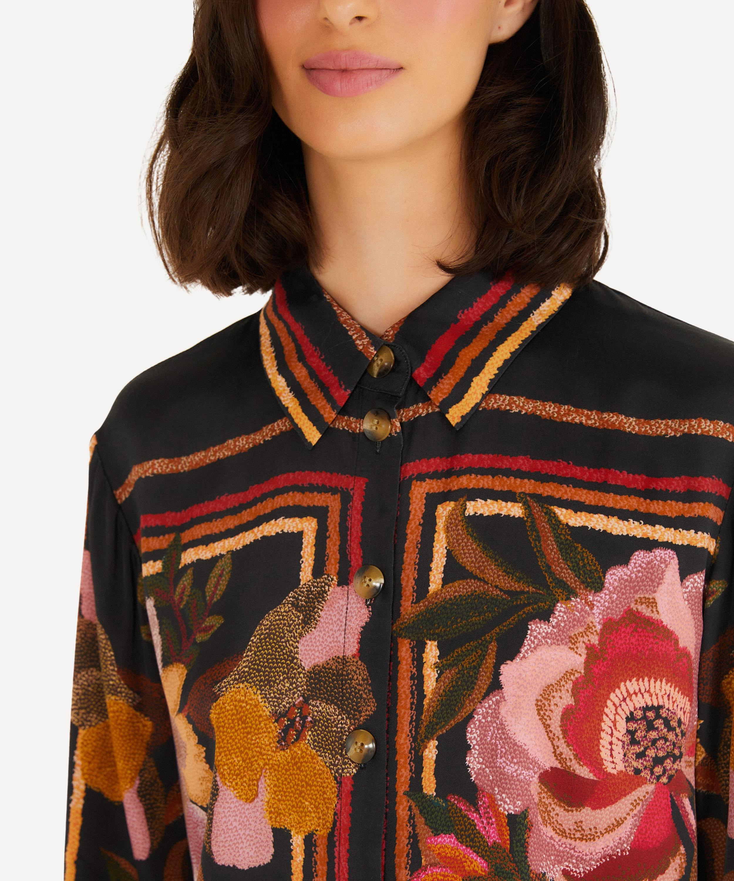 Black Chenille Flowers Shirt - 3