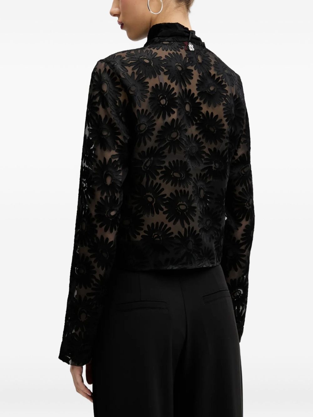 floral-print tie-neck shirt - 3