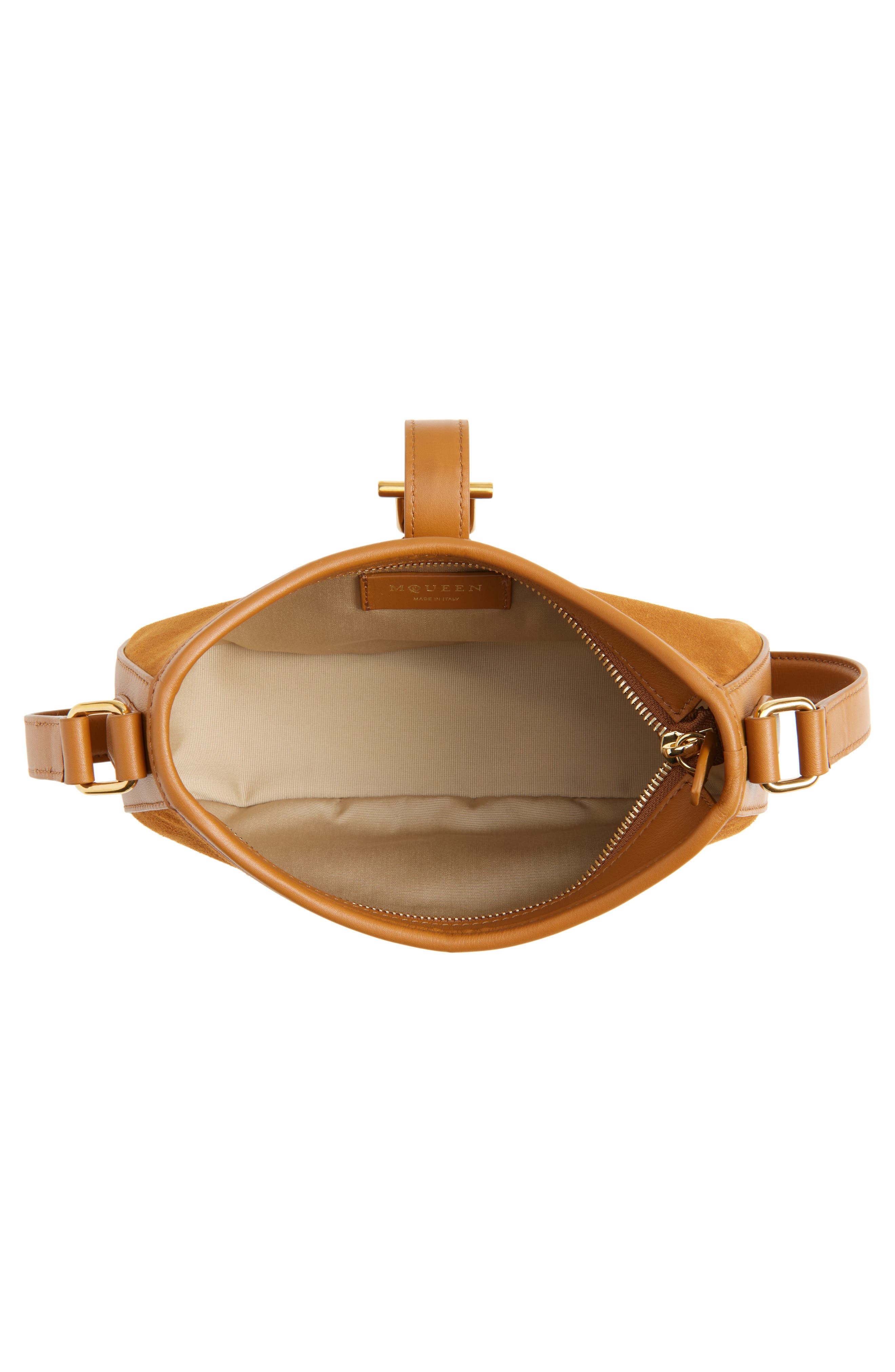 McQueen Mini T-Bar Leather Shoulder Bag in Light Brown/Gold at Nordstrom - 3