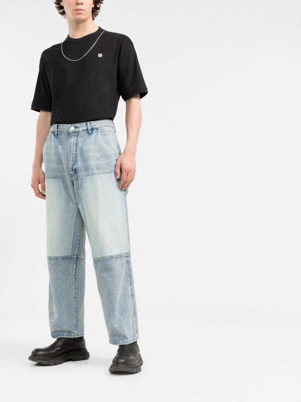 panelled wide-leg jeans - 2