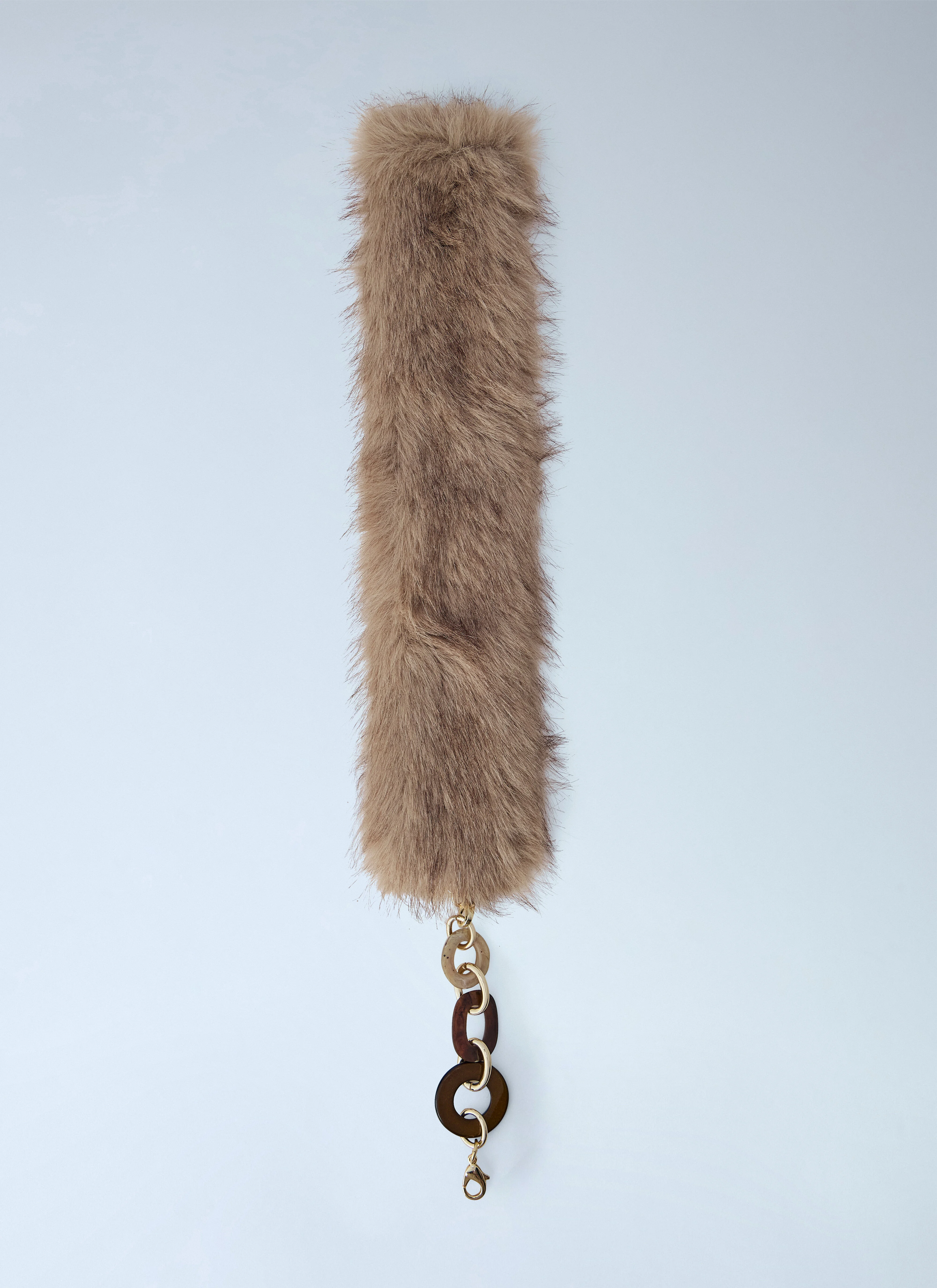 Faux Fur Collar with Chain Links - 1