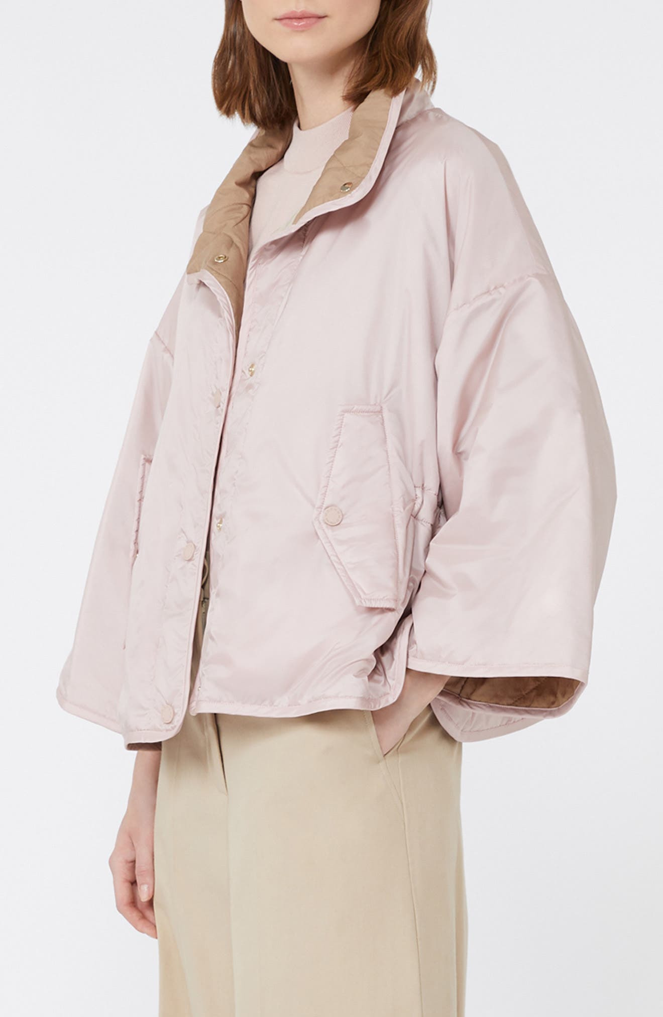 Weekend Max Mara Ronco Water Repellent Quilted Reversible Jacket in Powder at Nordstrom - 4