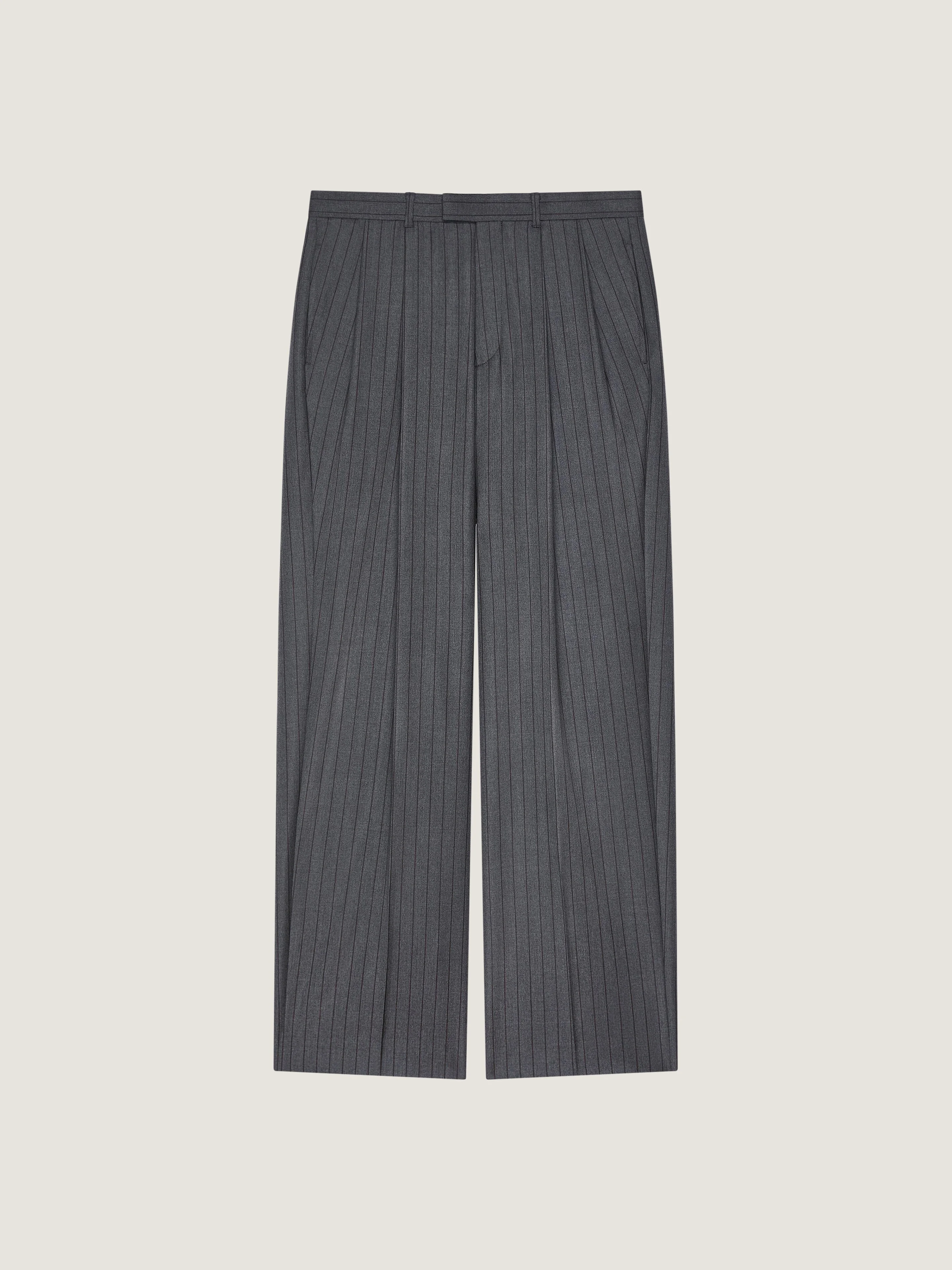 DOUBLE PLEAT STRIPED PANTS IN WOOL - 1