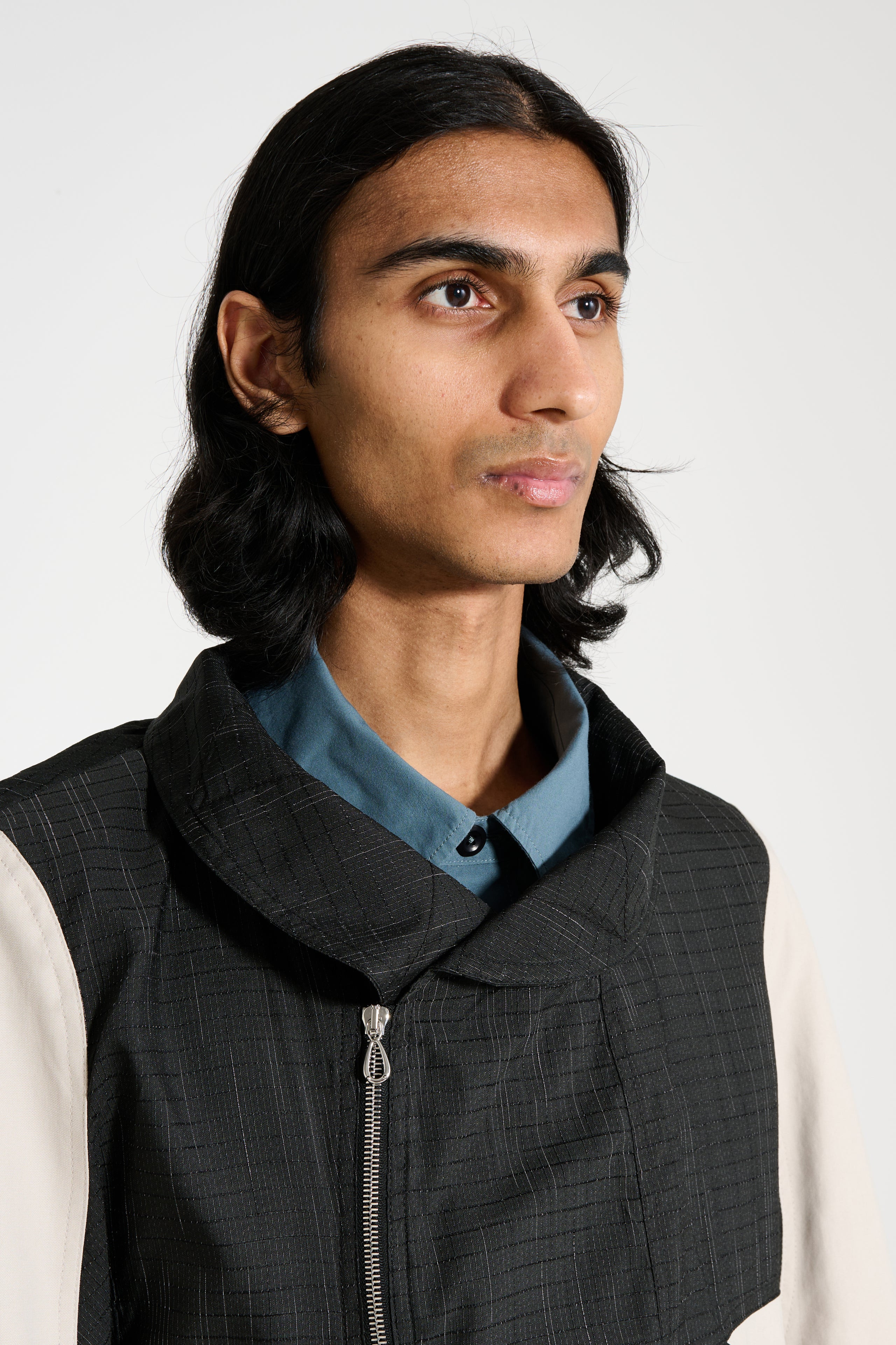 KIKO KOSTADINOV BABRAHAM ZIP COAT BLACK OBSIDIAN / SEEDPEARL - 2