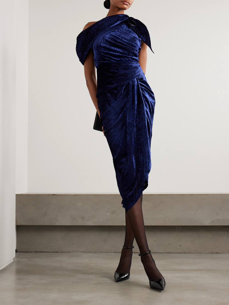 Isabel Marant Cyane Asymmetric Ruched Devoré-velvet Midi Dress outlook