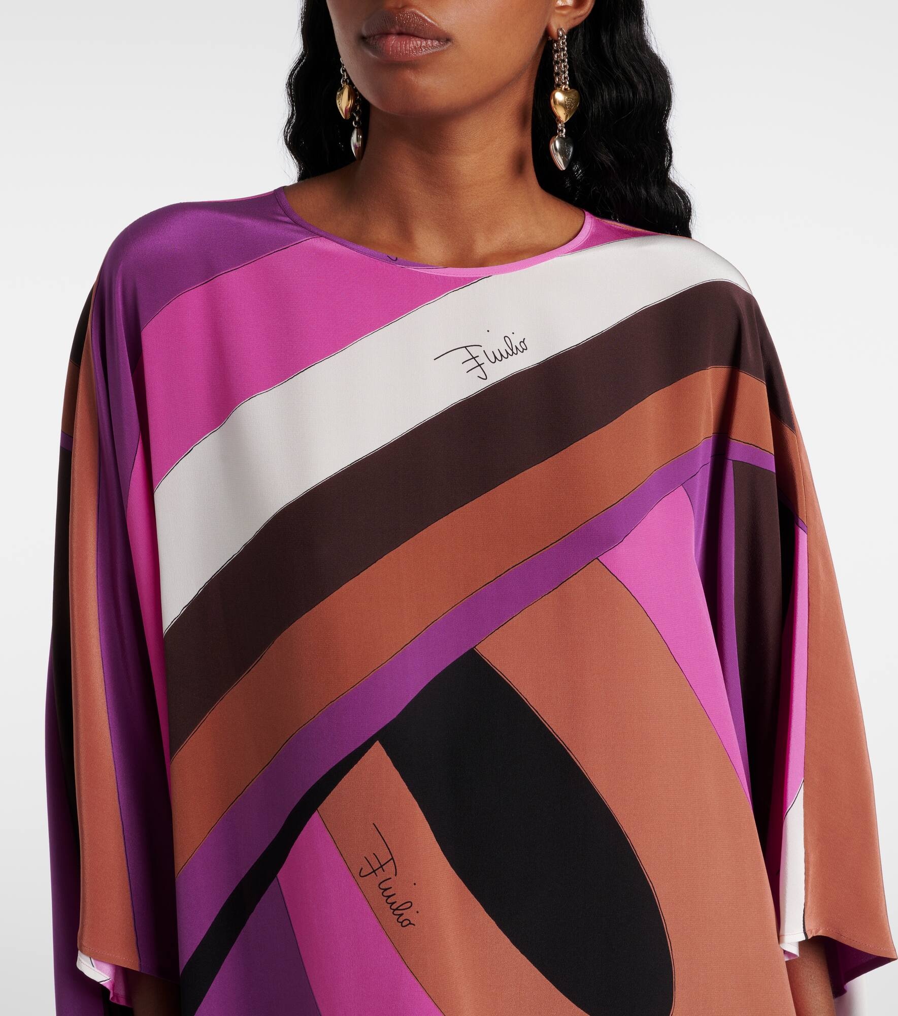 Iride silk crêpe de chine kaftan - 4