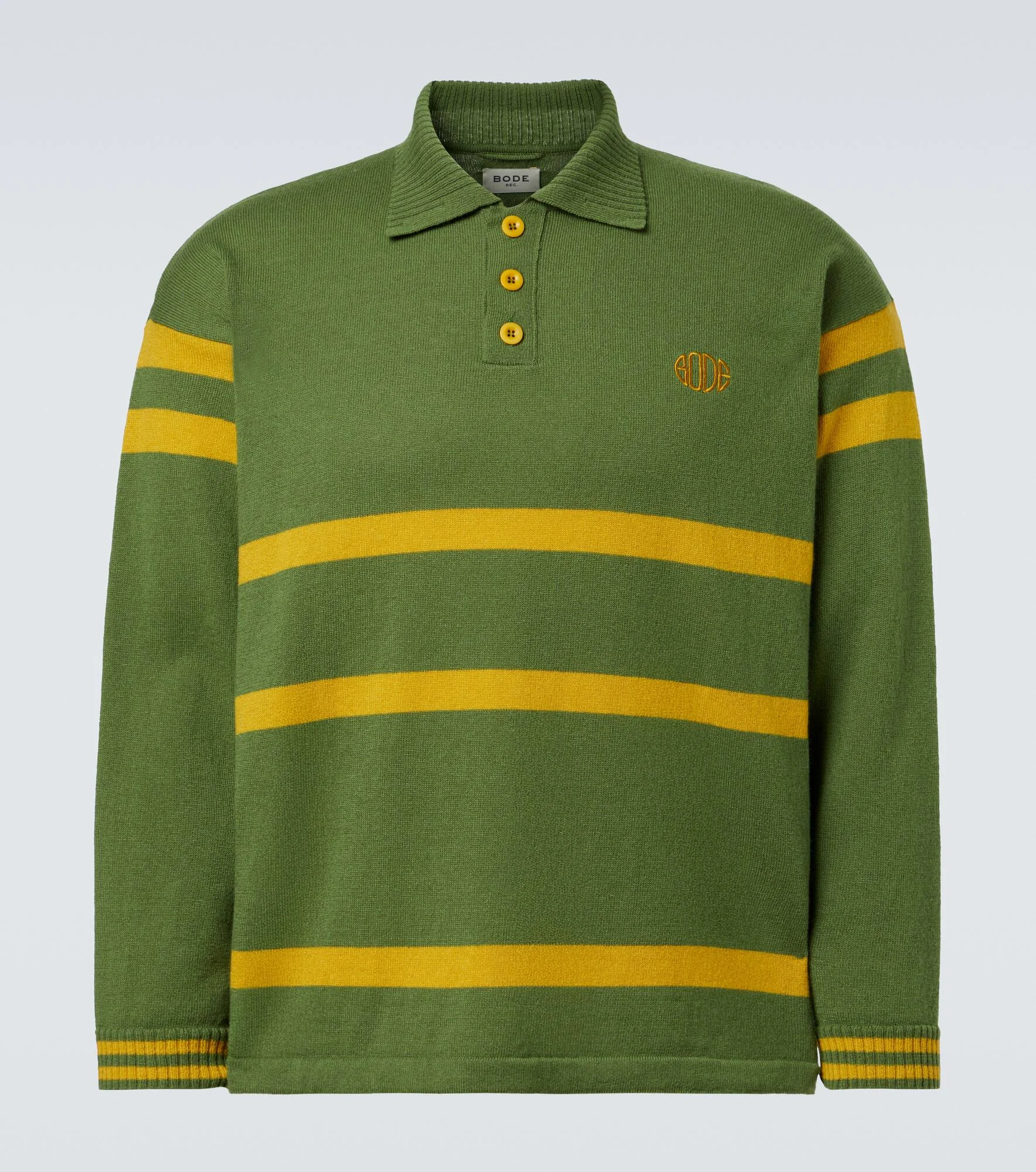 Striped virgin wool polo sweater - 1